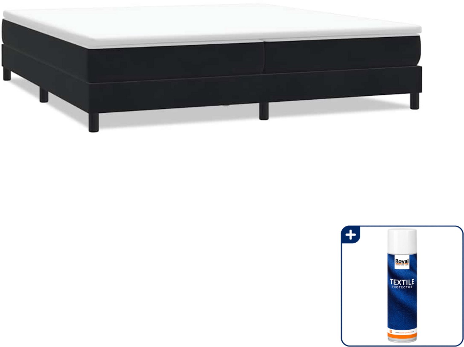vidaXL boxspringbed - 200 x 210 cm - fluweel - zwart - Inclusief textielbeschermer 500 ml