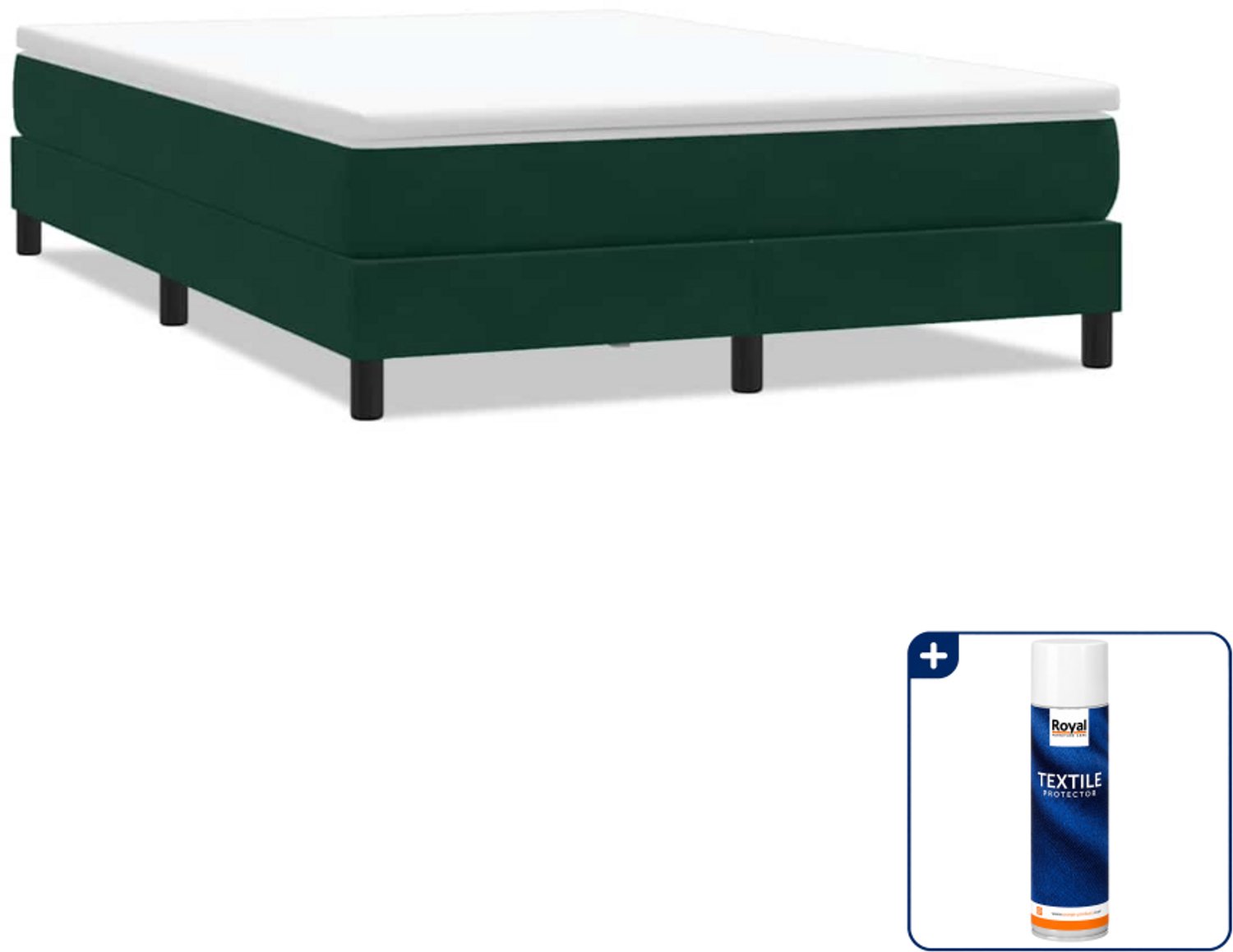 vidaXL Boxspring Queensize - 160 x 210 cm - fluweel - donkergroen - Inclusief textielbeschermer 500 ml