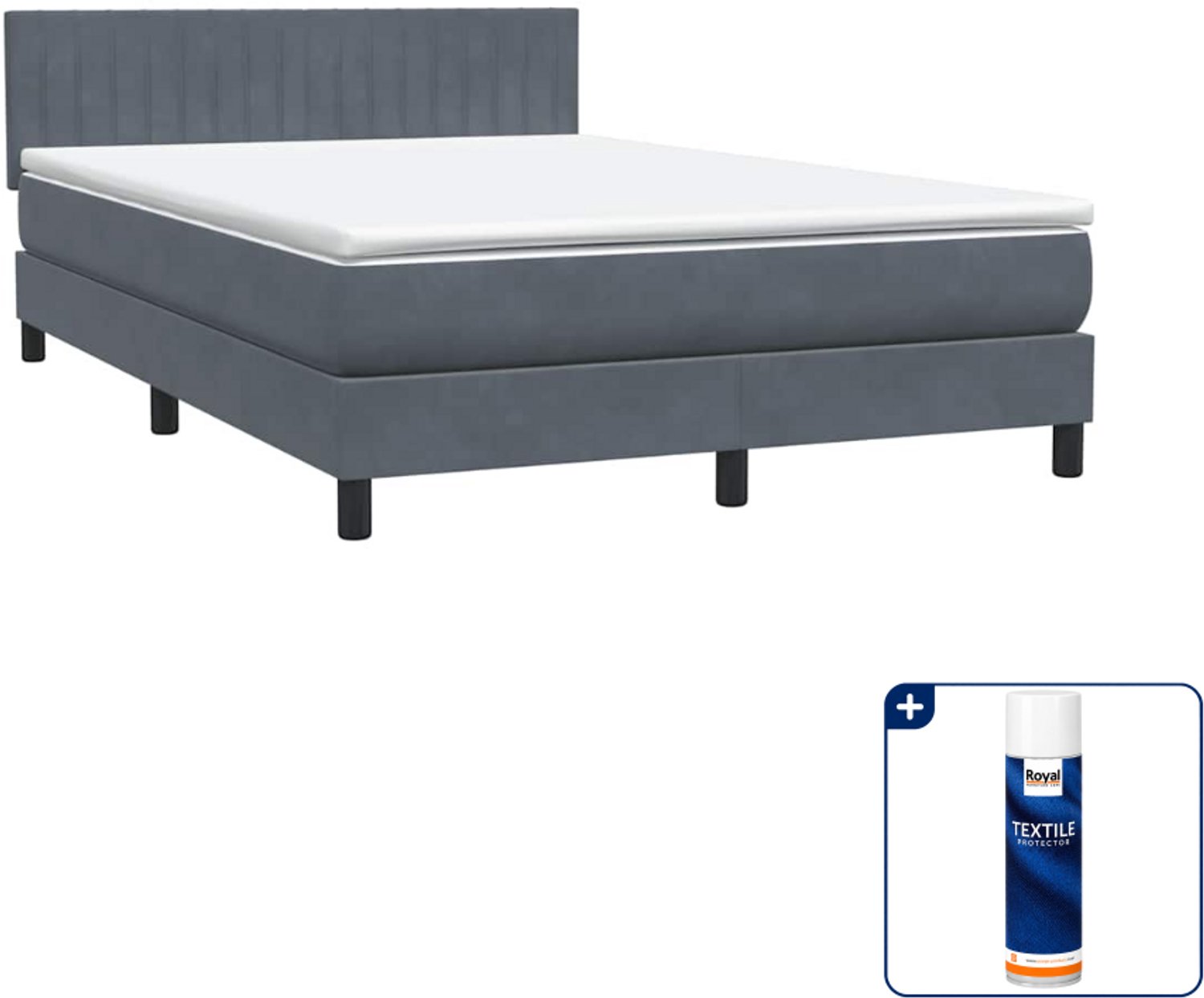 vidaXL boxspring met matras - queensize - 160 x 210 cm - donkergrijs - Inclusief textielbeschermer 500 ml