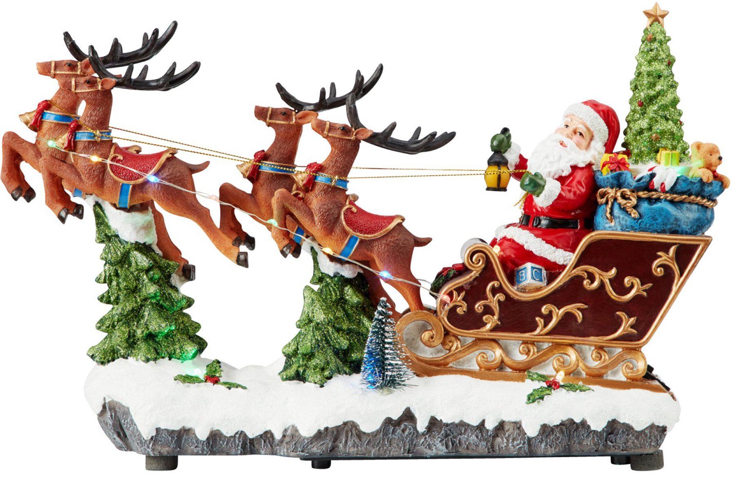 Fameilleur LED Tafeldecoratie met Rendier - Kerstverlichting met 21 LED - Warm Wit Licht - Verlichte Kerstdecoratie Tafelstuk 22 x 35,5 cm - Kunststof - Meerkleurig - 1,5m Kabel - Kerstversiering voor Binnen - Tafel, Dressoir, Vensterbank & Woonkamer – foto 2