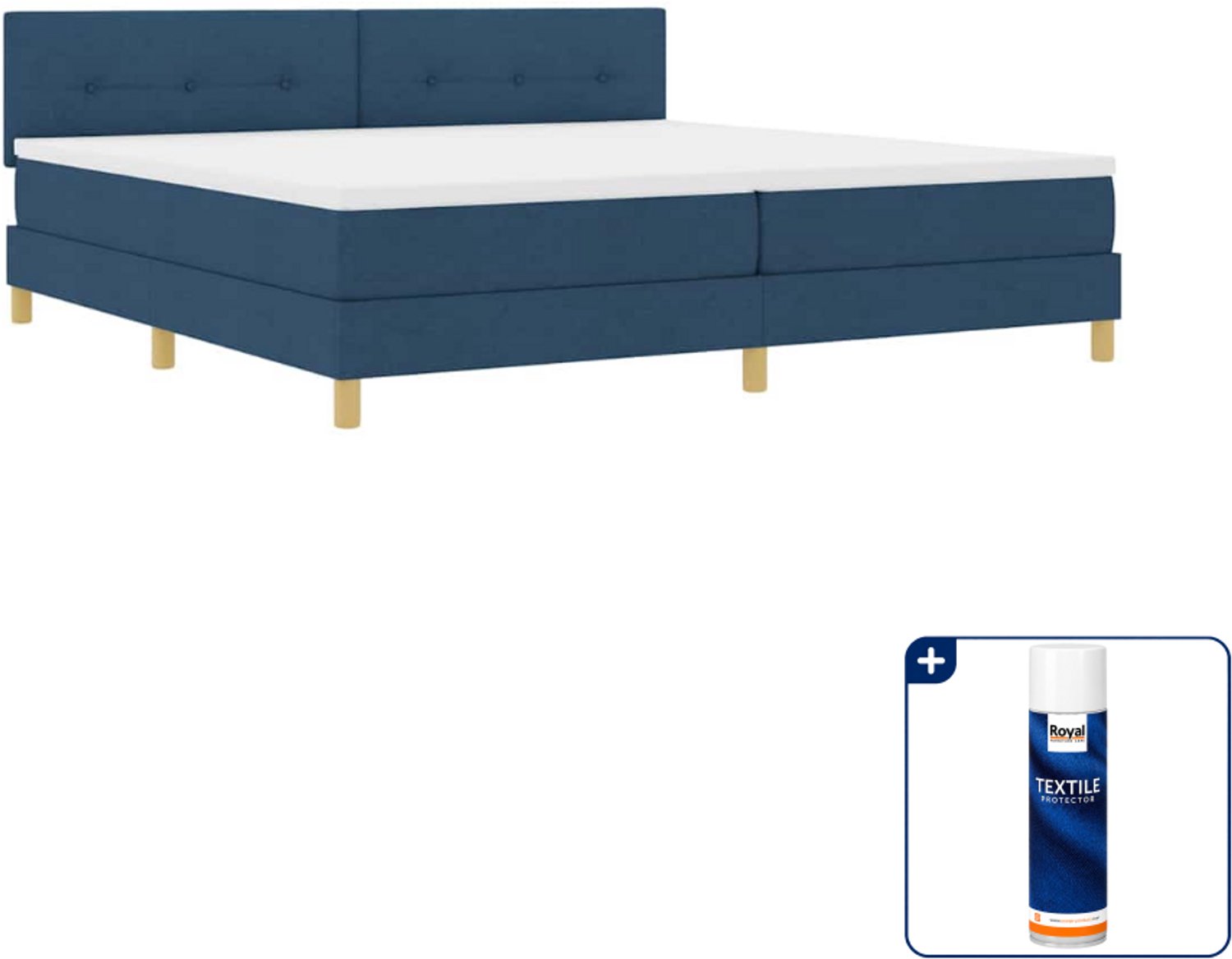 vidaXL LED boxspringbed - 200 x 200 cm - blauw - Inclusief textielbeschermer 500 ml