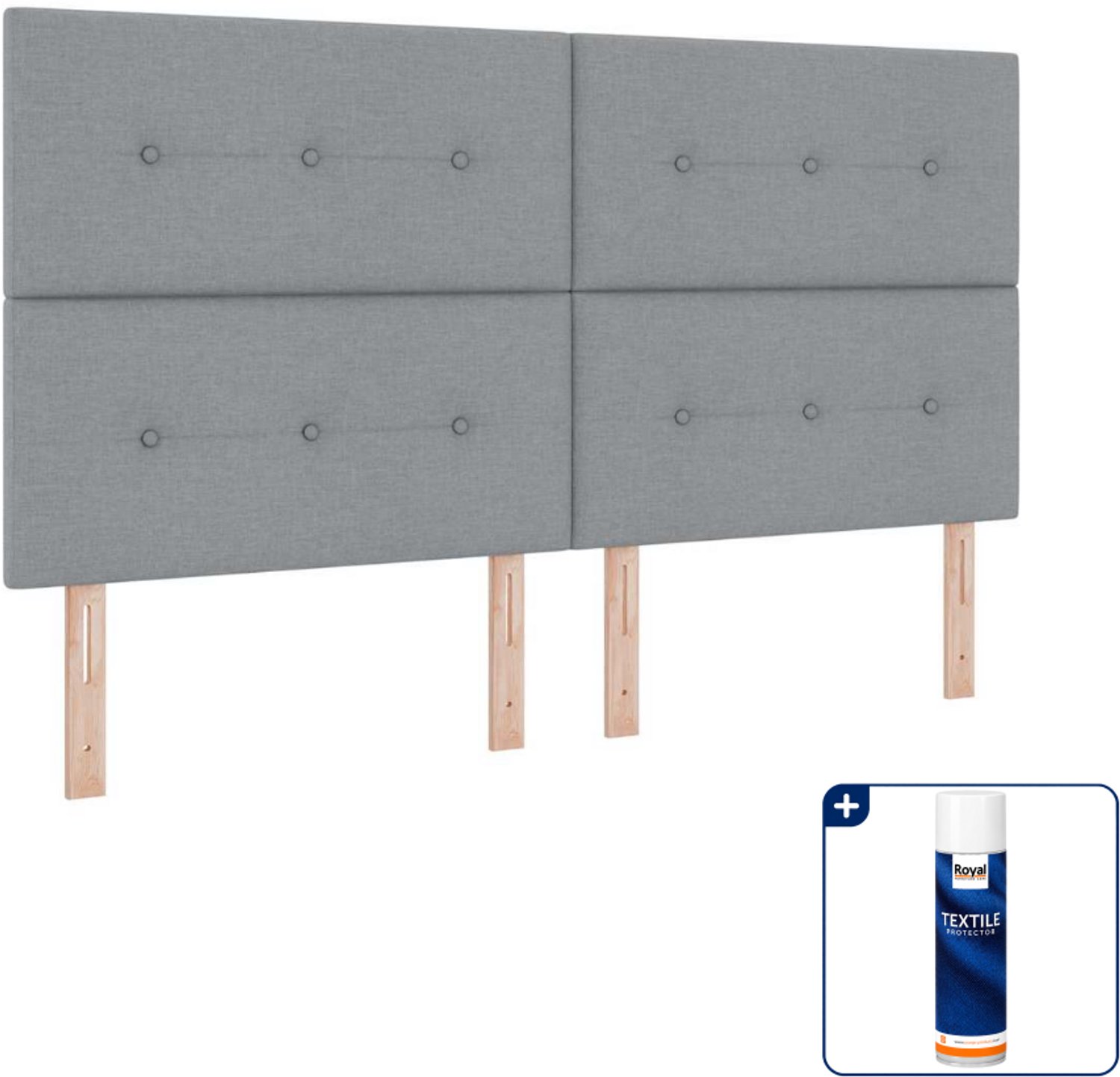 vidaXL Kingsize boxspring bed - 180 x 200 cm - lichtgrijs - Inclusief textielbeschermer 500 ml