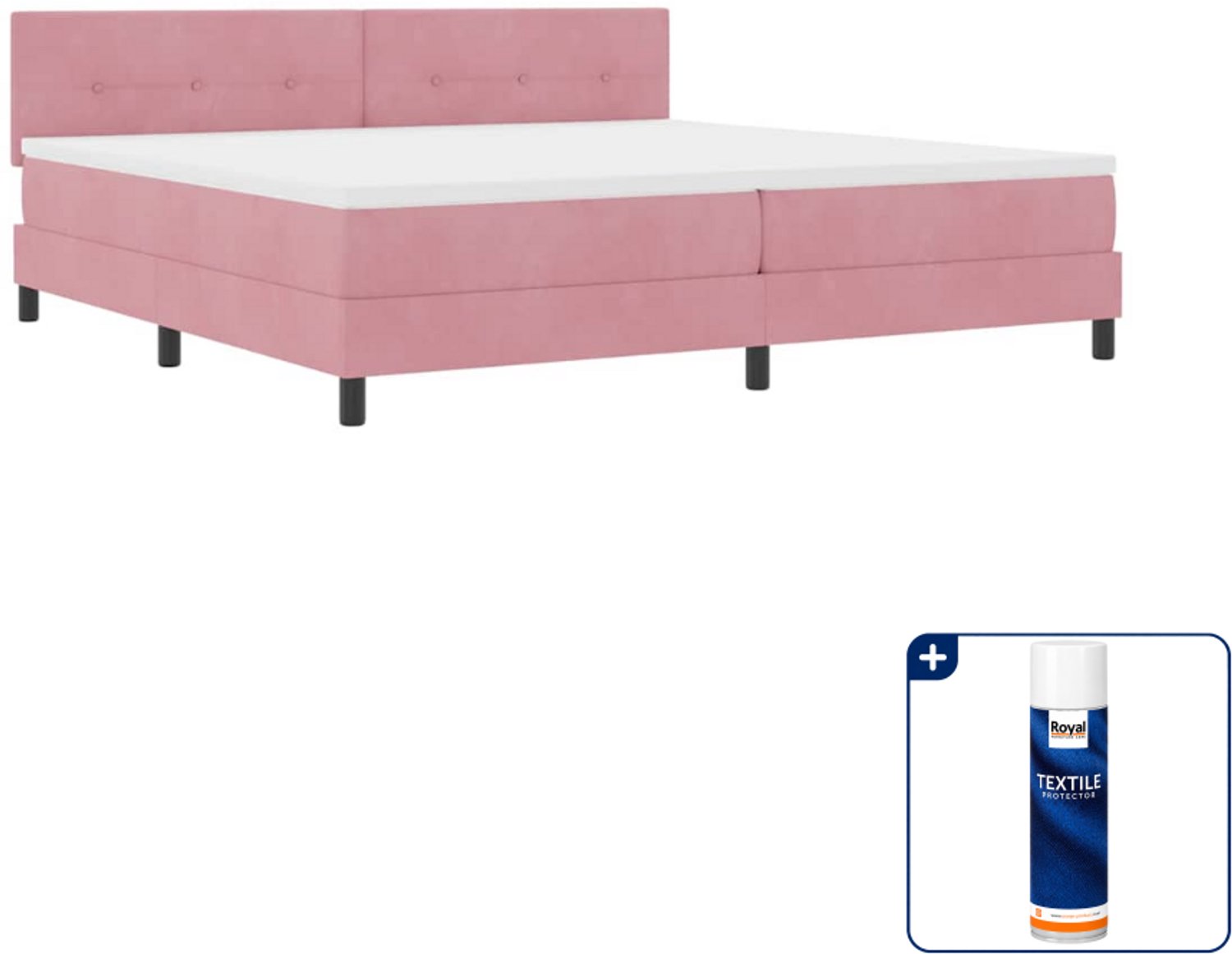 vidaXL led boxspring - Super kingsize - 200 x 200 cm - roze - Inclusief textielbeschermer 500 ml