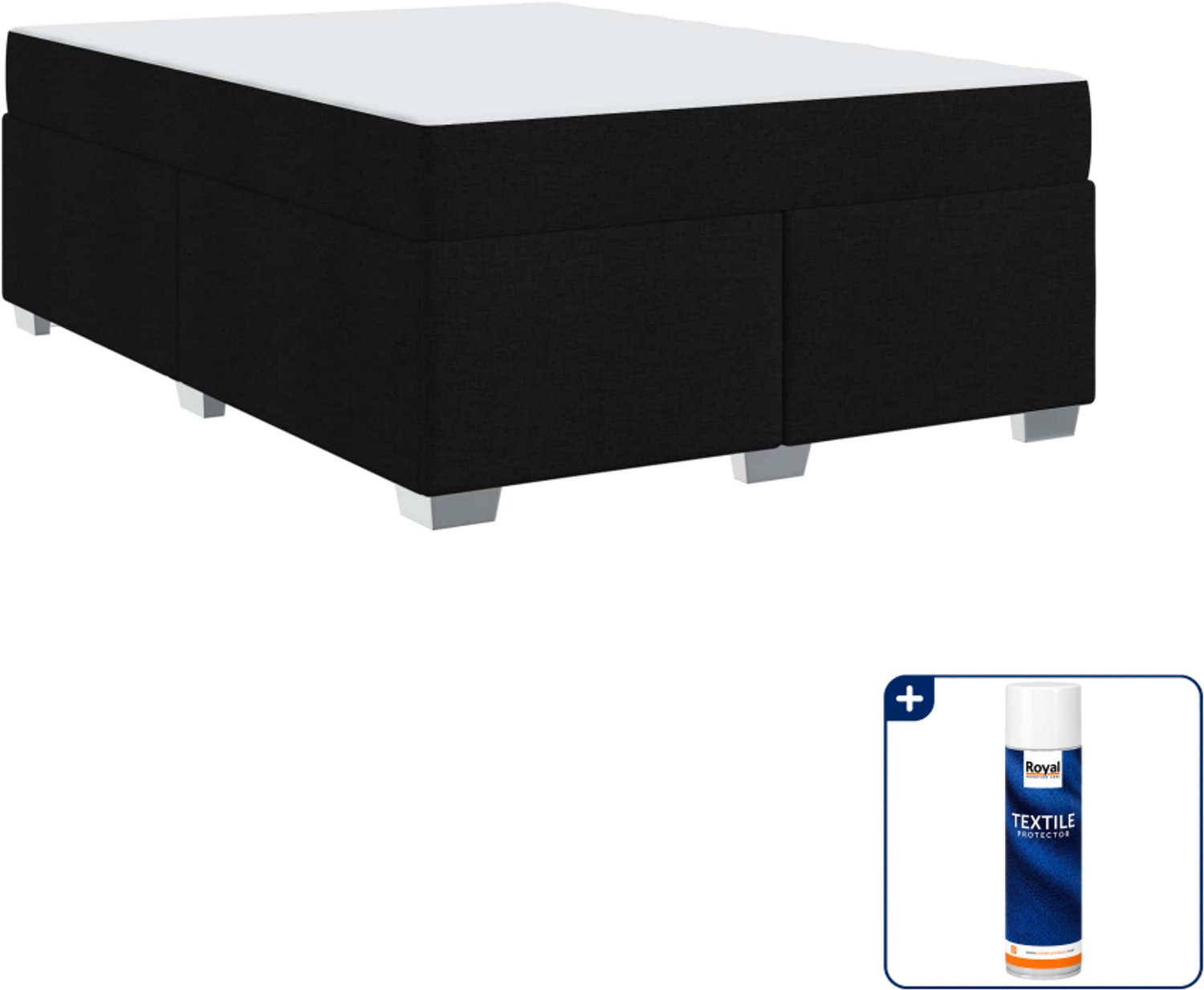 vidaXL Bedframe met matras - Queensize - 160 x 200 cm - stof - zwart - Inclusief textielbeschermer 500 ml