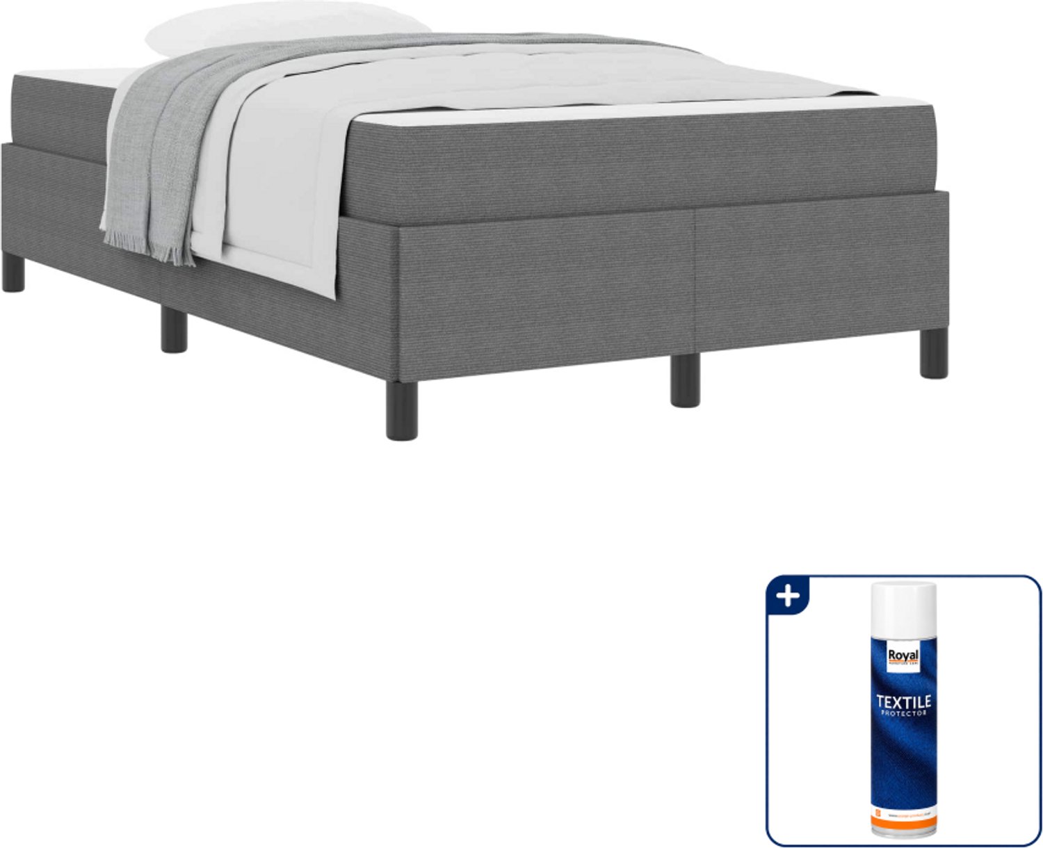 vidaXL bed met matras - 120 x 190 cm - stof - lichtgrijs - Inclusief textielbeschermer 500 ml Bruin