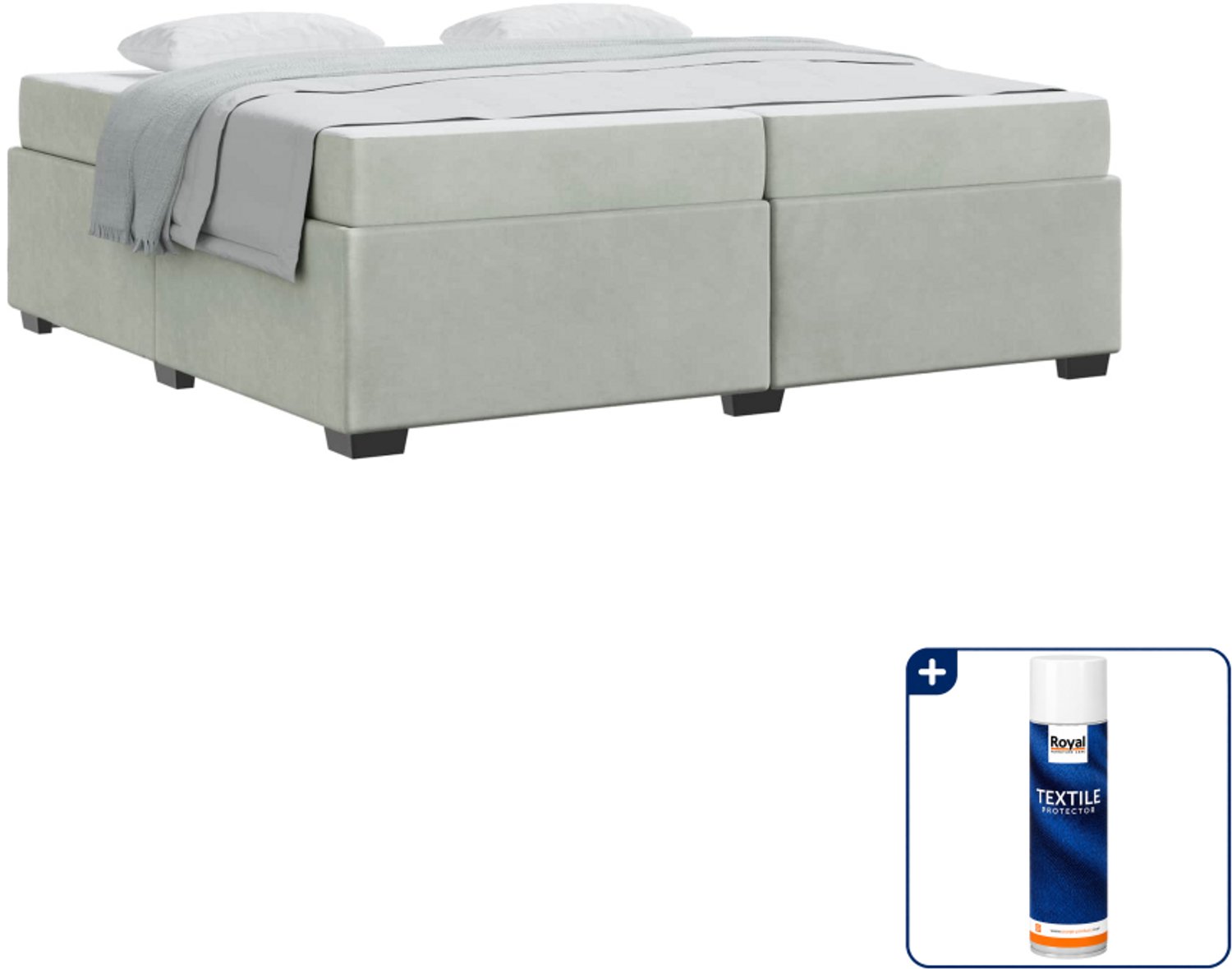 vidaXL Bedframe met matras - 200 x 200 cm - stof - lichtgrijs - Inclusief textielbeschermer 500 ml