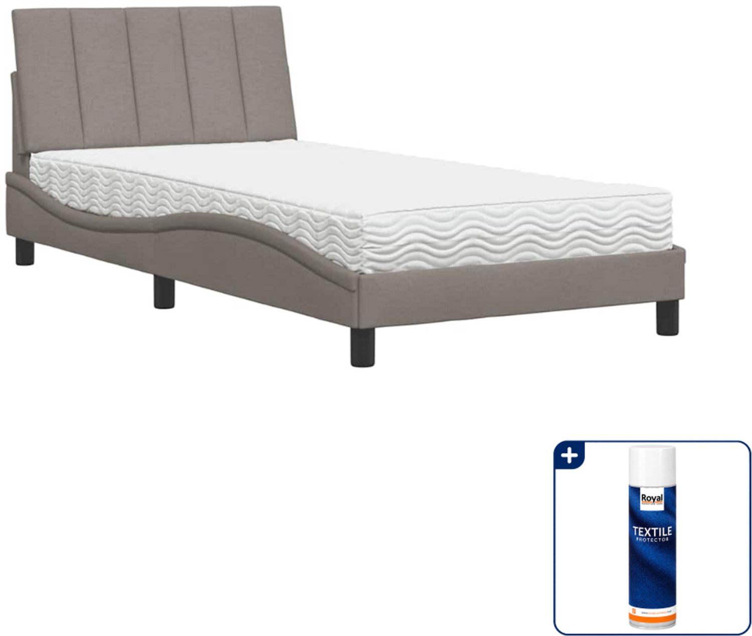 vidaXL Hanko bed met matras - 100 x 200 cm - taupe - Inclusief textielbeschermer 500 ml Blauw