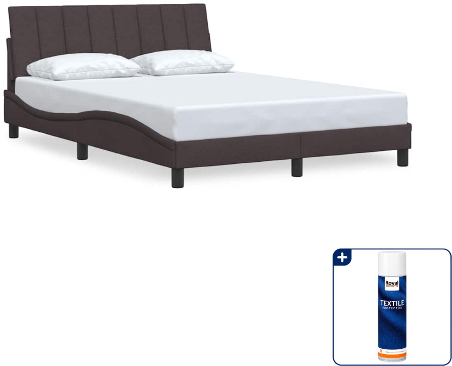 vidaXL bedframe Hanko - 120 x 200 cm - stof - donkerbruin - Inclusief textielbeschermer 500 ml