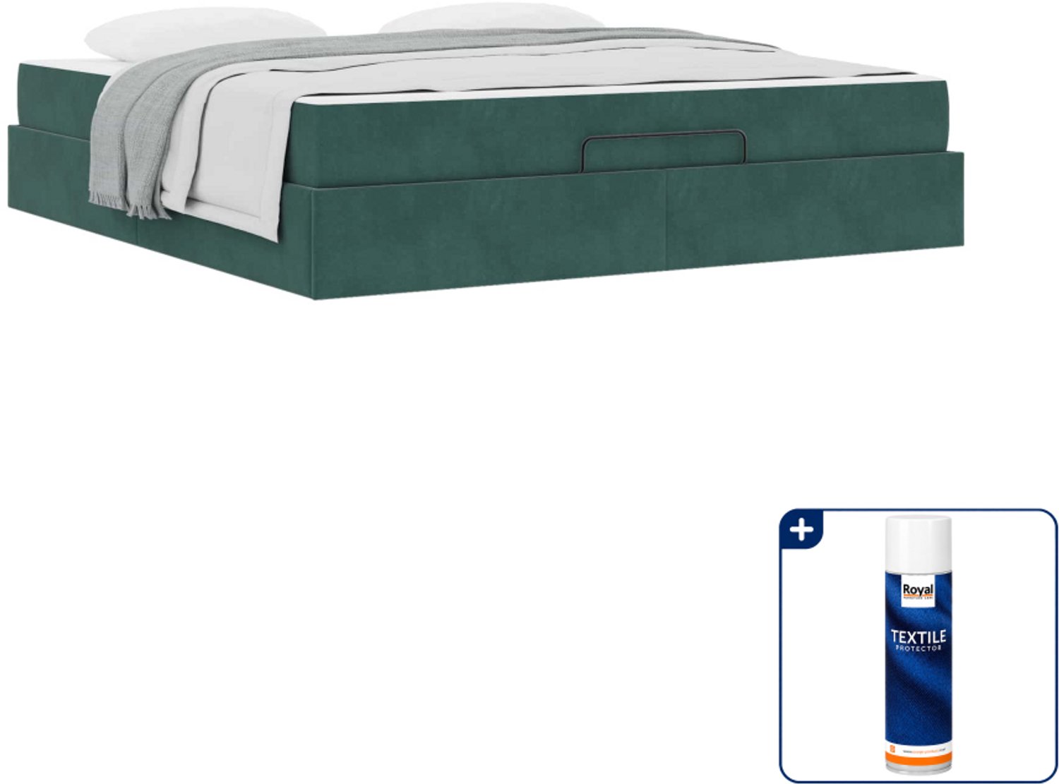 vidaXL bedframe met matras - Kingsize - 180 x 200 cm - fluweel - groen - Inclusief textielbeschermer 500 ml Bruin