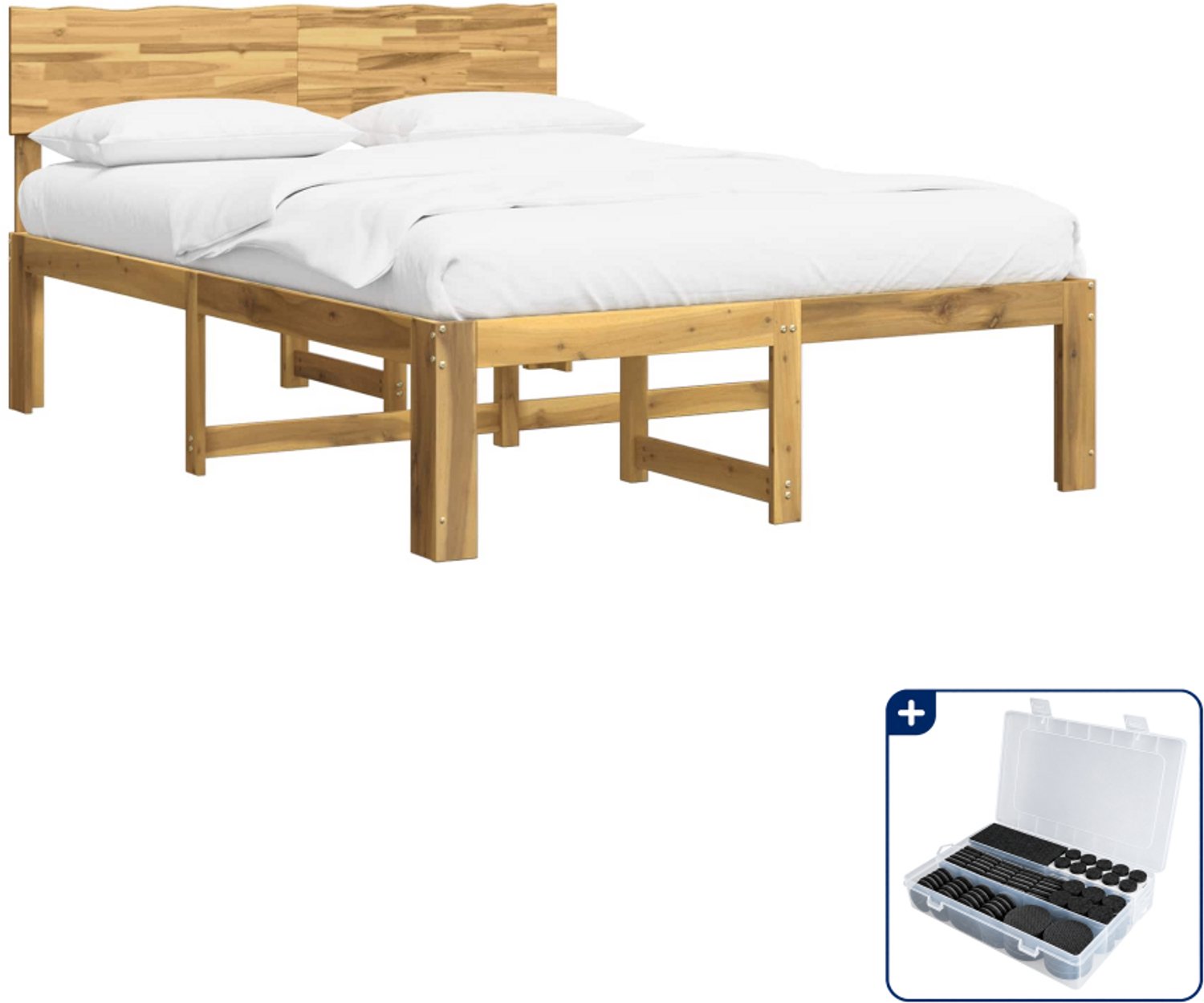 vidaXL bedframe ROSTOCK - Queensize - 160 x 200 cm - wit - Inclusief antikrasvilt 177-delig