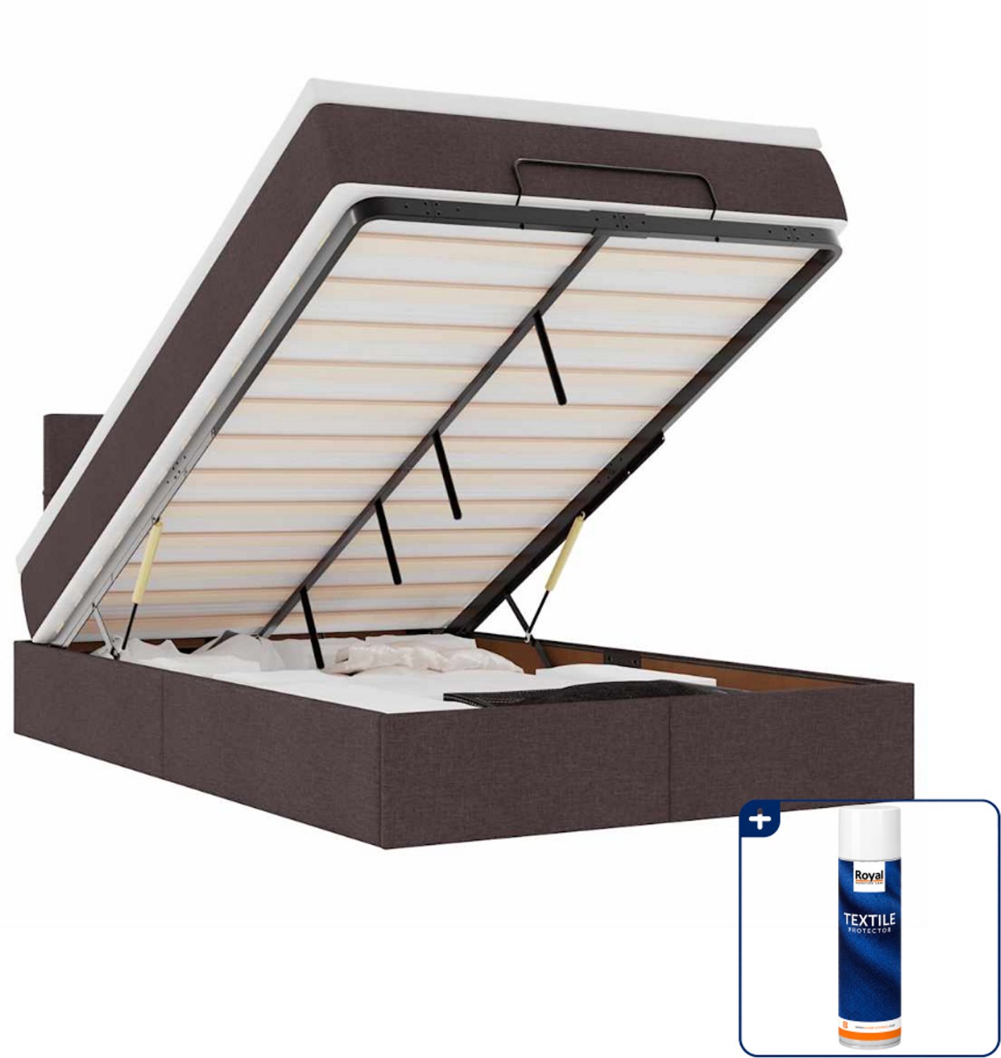 vidaXL bed met matras 120 x 200 cm - donkerbruin - Inclusief textielbeschermer 500 ml Grijs
