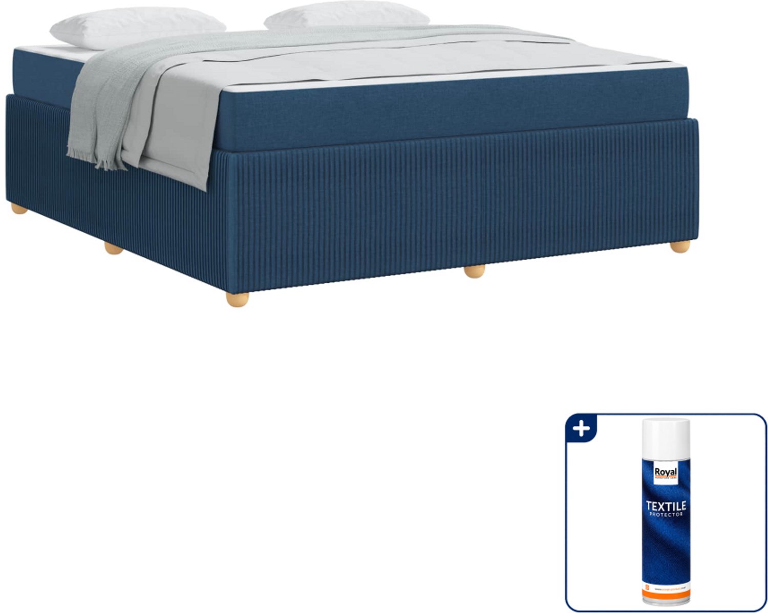 vidaXL Kingsize bedframe - 180 x 200 cm - blauw - Inclusief textielbeschermer 500 ml