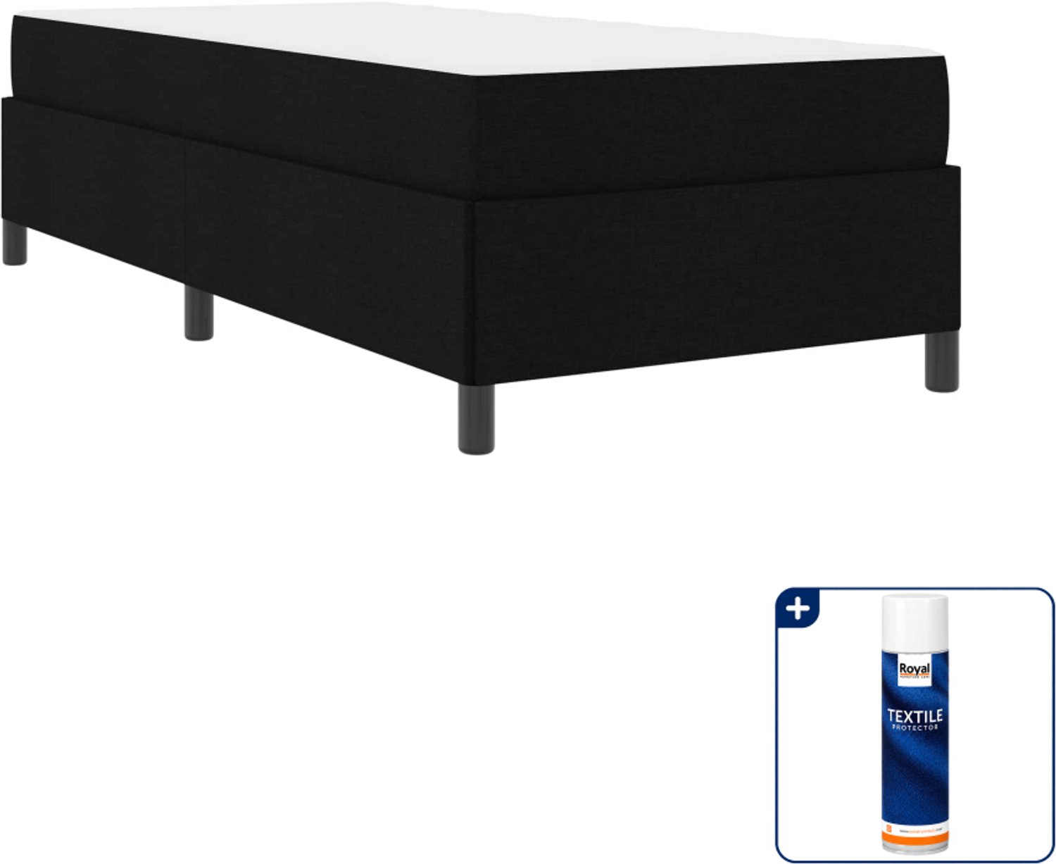 vidaXL boxspringbed - 90 x 190 cm - stof - zwart - Inclusief textielbeschermer 500 ml Wit