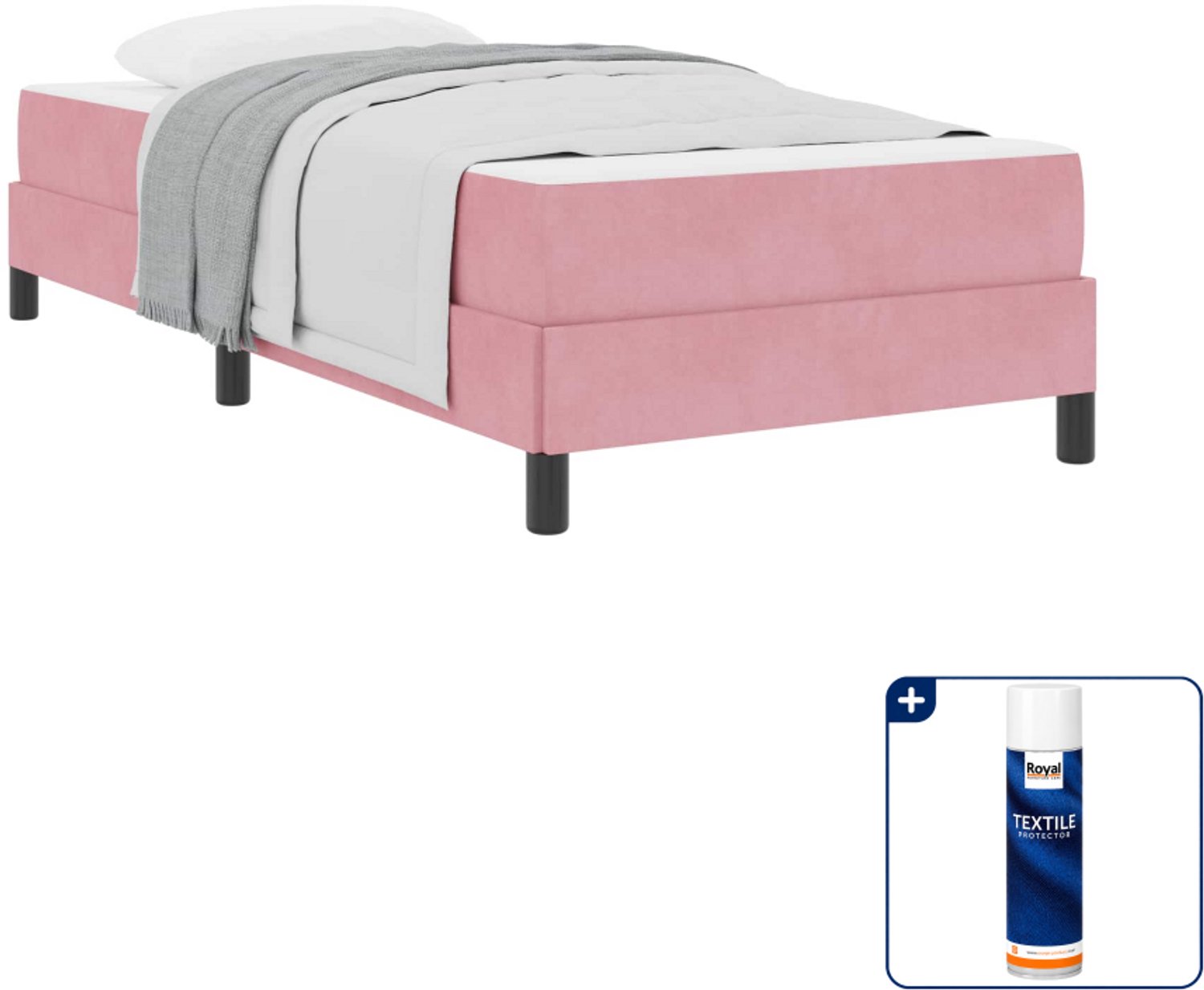 vidaXL boxspringbed met matras - 90 x 190 cm - stof - roze - Inclusief textielbeschermer 500 ml Bruin