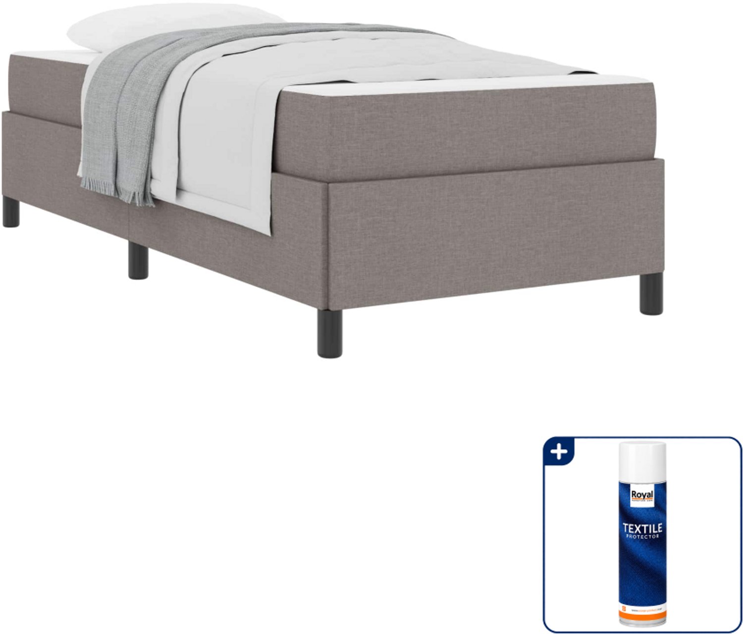 vidaXL boxspringbed - 100 x 200 cm - stof - taupe - Inclusief textielbeschermer 500 ml Bruin