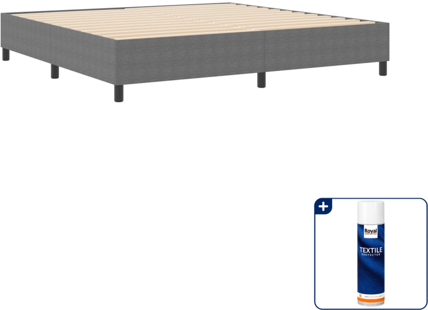 vidaXL platform bedframe - 200 x 200 cm - katoen stof - lichtgrijs - Inclusief textielbeschermer 500 ml