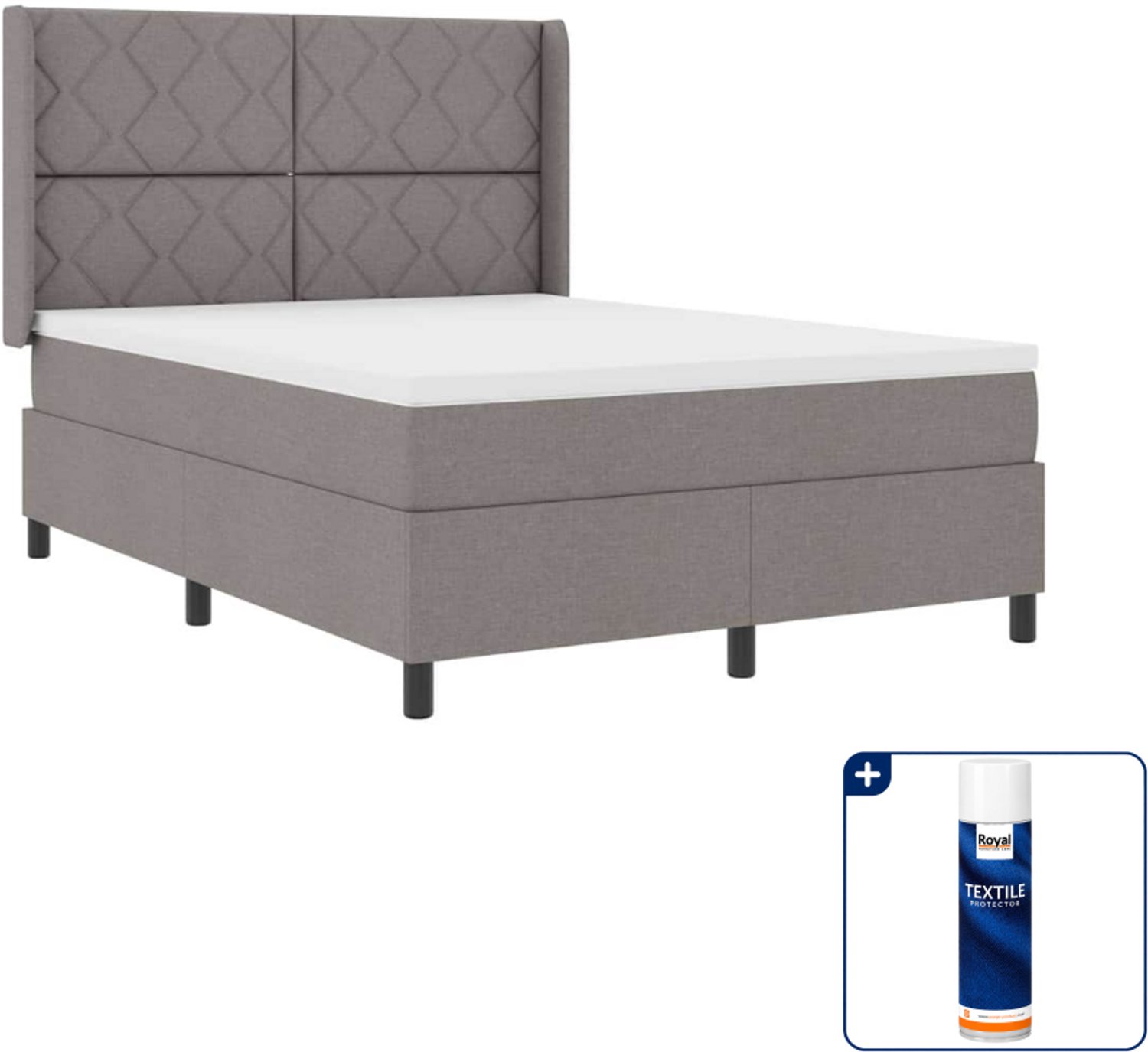 vidaXL Queensize boxspring - 160 x 200 cm - taupe - Inclusief textielbeschermer 500 ml