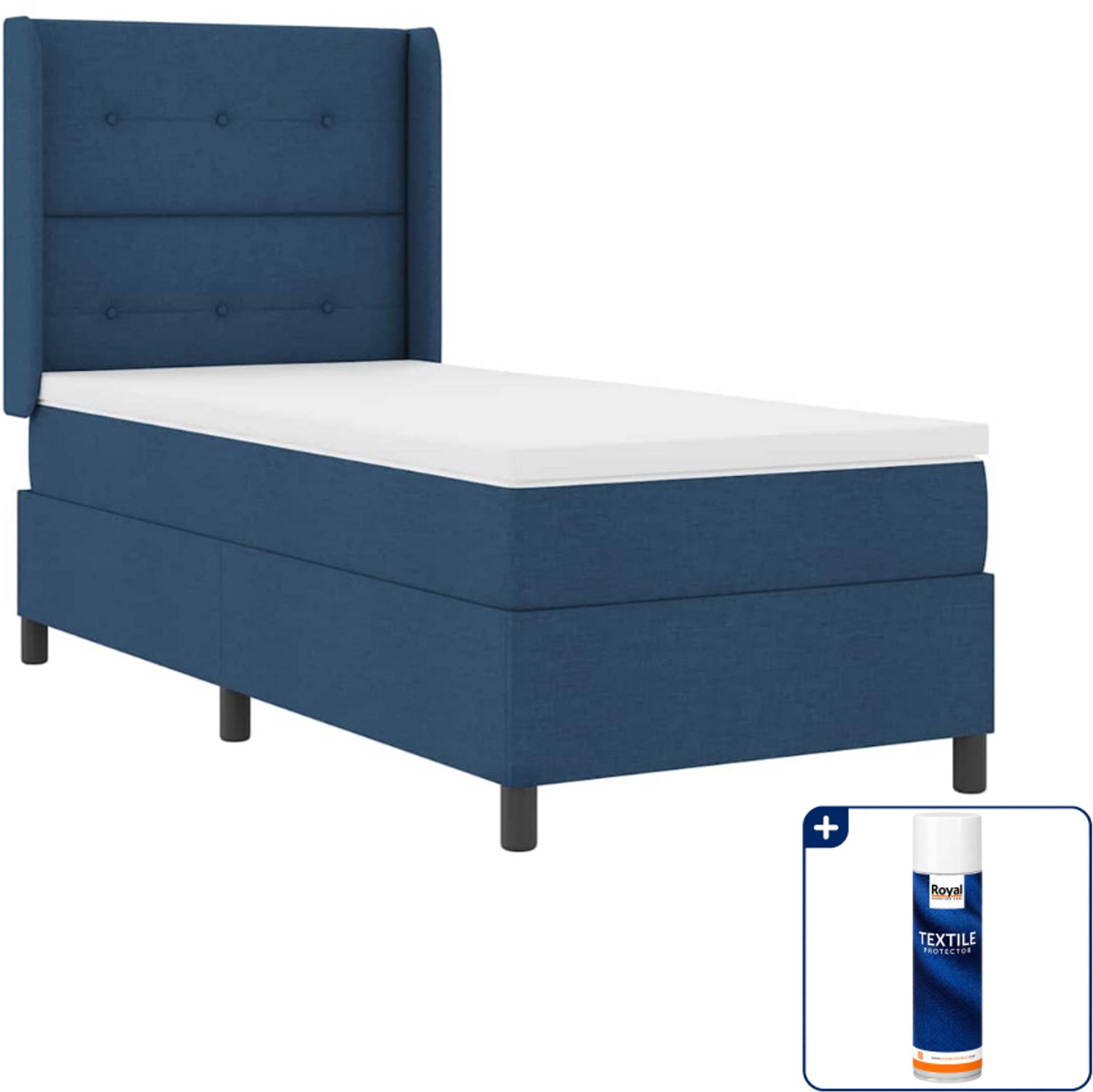 vidaXL led boxspringbed - 80 x 200 cm - blauw - Inclusief textielbeschermer 500 ml