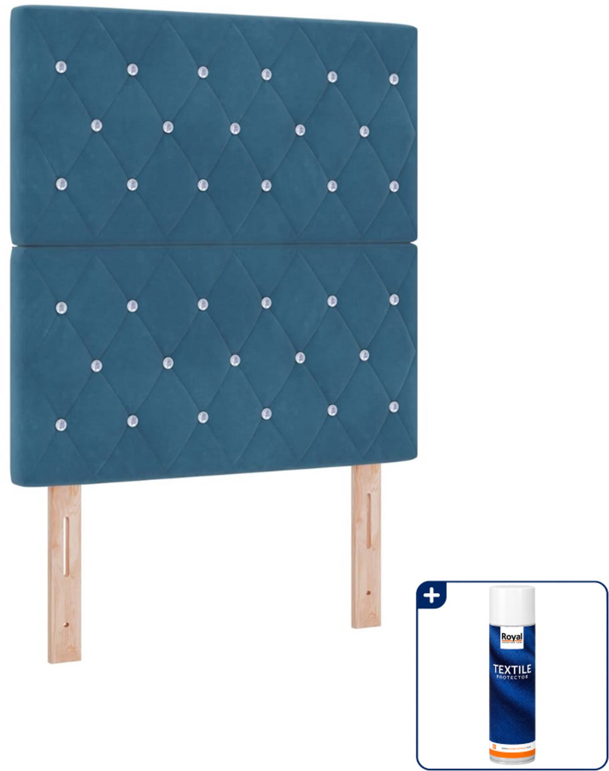 vidaXL boxspring met matras - 80 x 200 cm - fluweel - donkerblauw - Inclusief textielbeschermer 500 ml