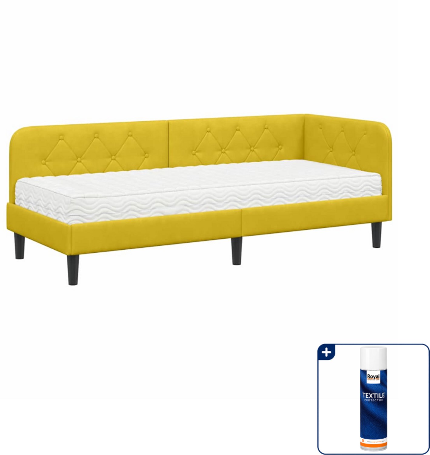 vidaXL hoekbedframe - 80 x 200 cm - fluweel - geel - Inclusief textielbeschermer 500 ml Blauw