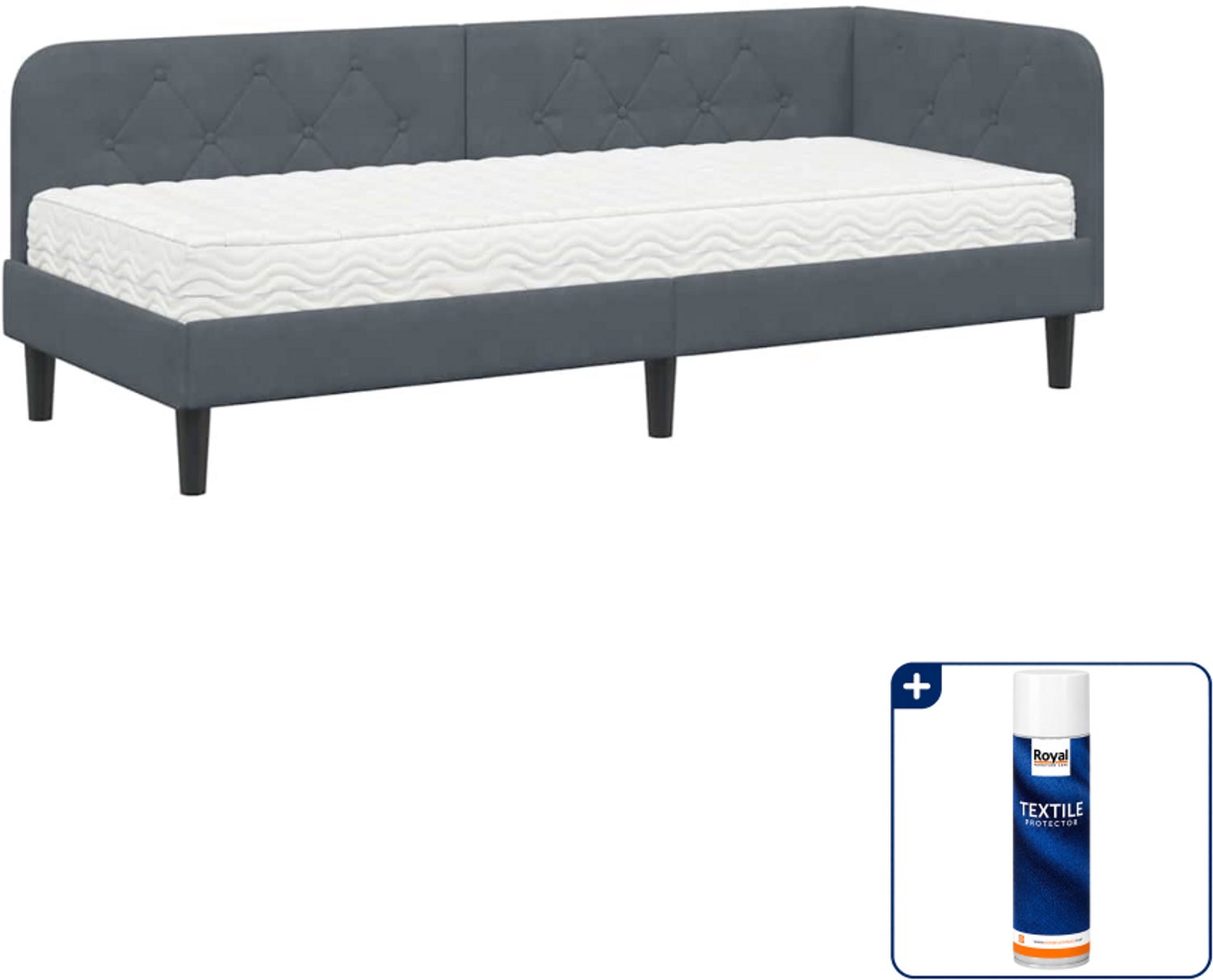 vidaXL hoekbedframe - 80 x 200 cm - fluweel - donkergrijs - Inclusief textielbeschermer 500 ml Blauw