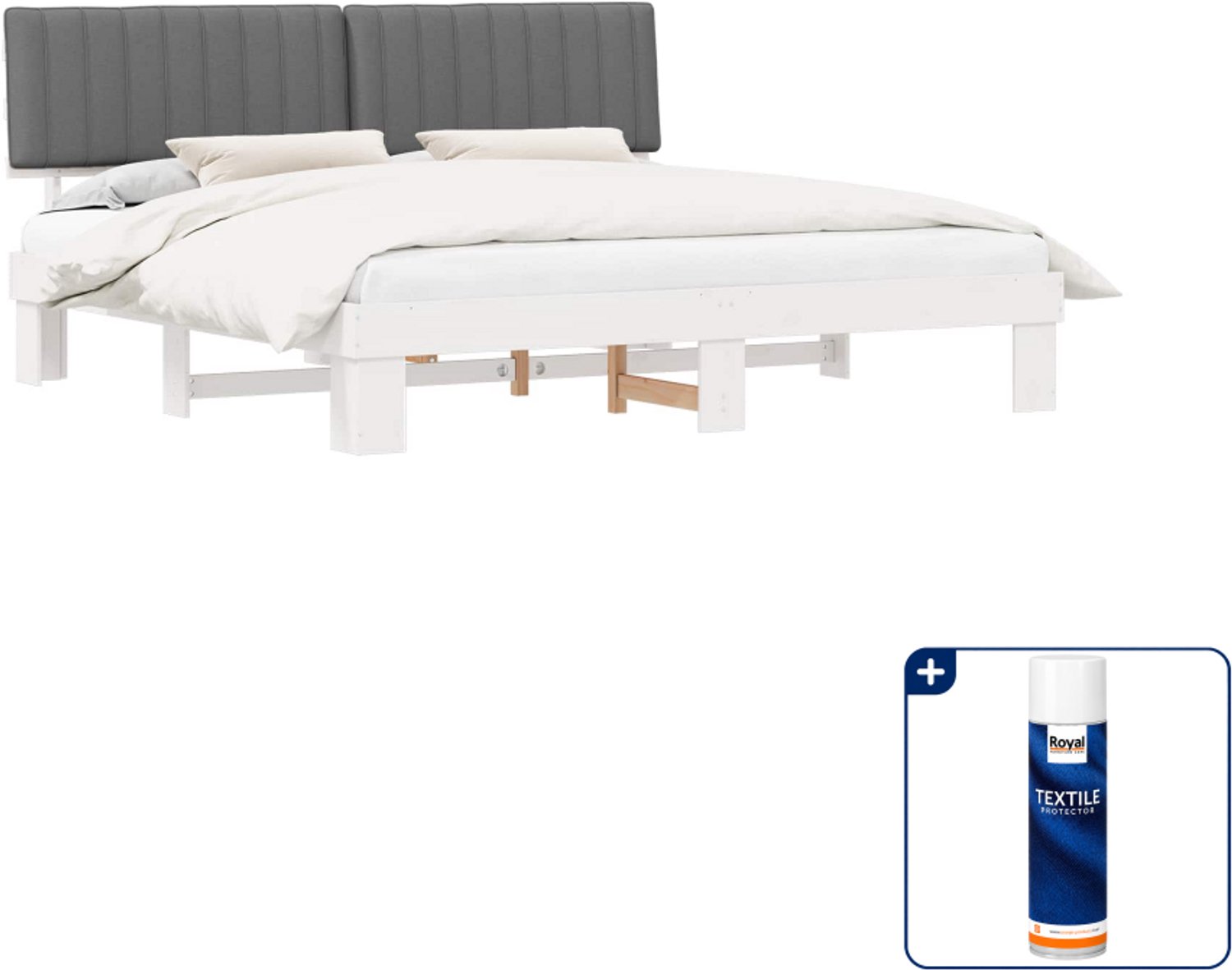 vidaXL Bedframe - Super kingsize - 200 x 200 cm - lichtgrijs - Inclusief textielbeschermer 500 ml Tan