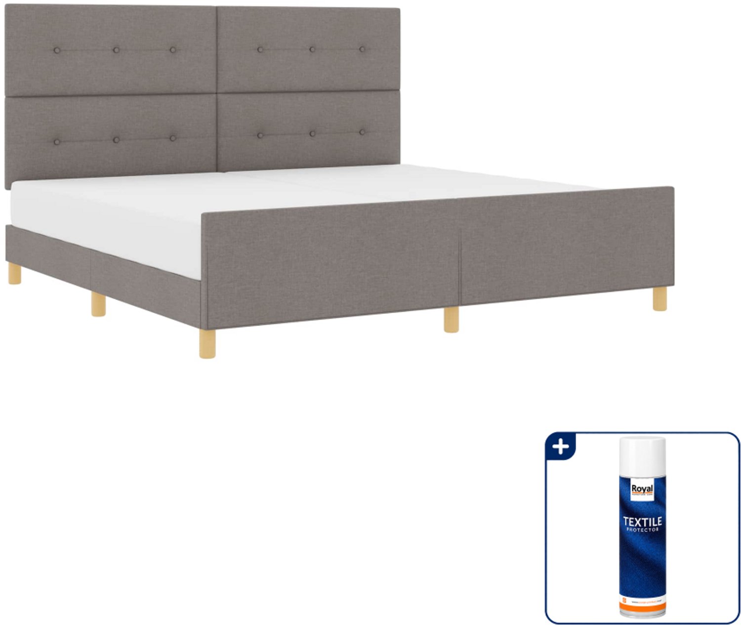 vidaXL bedframe - 200 x 200 cm - stof - taupe - Inclusief textielbeschermer 500 ml Zwart