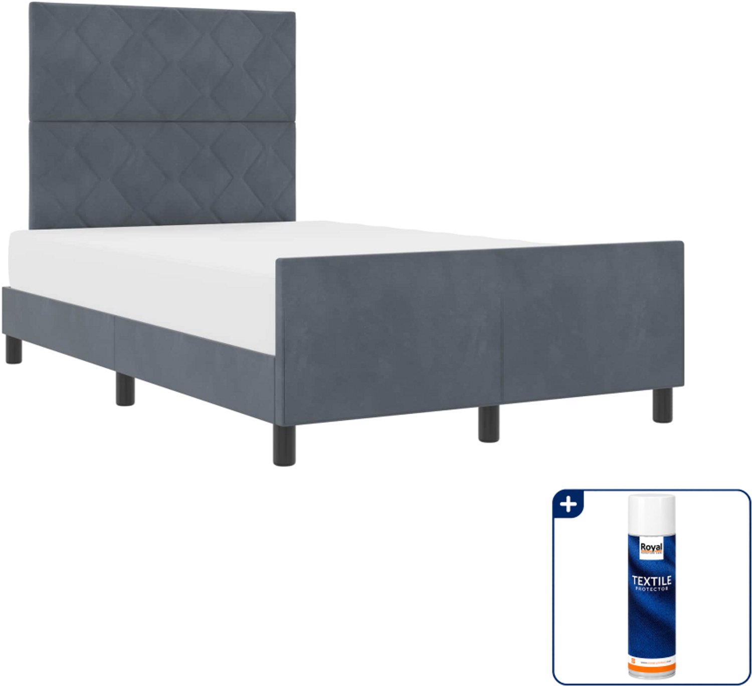 vidaXL boxspringbed - 120 x 200 cm - donkergrijs - Inclusief textielbeschermer 500 ml Blauw