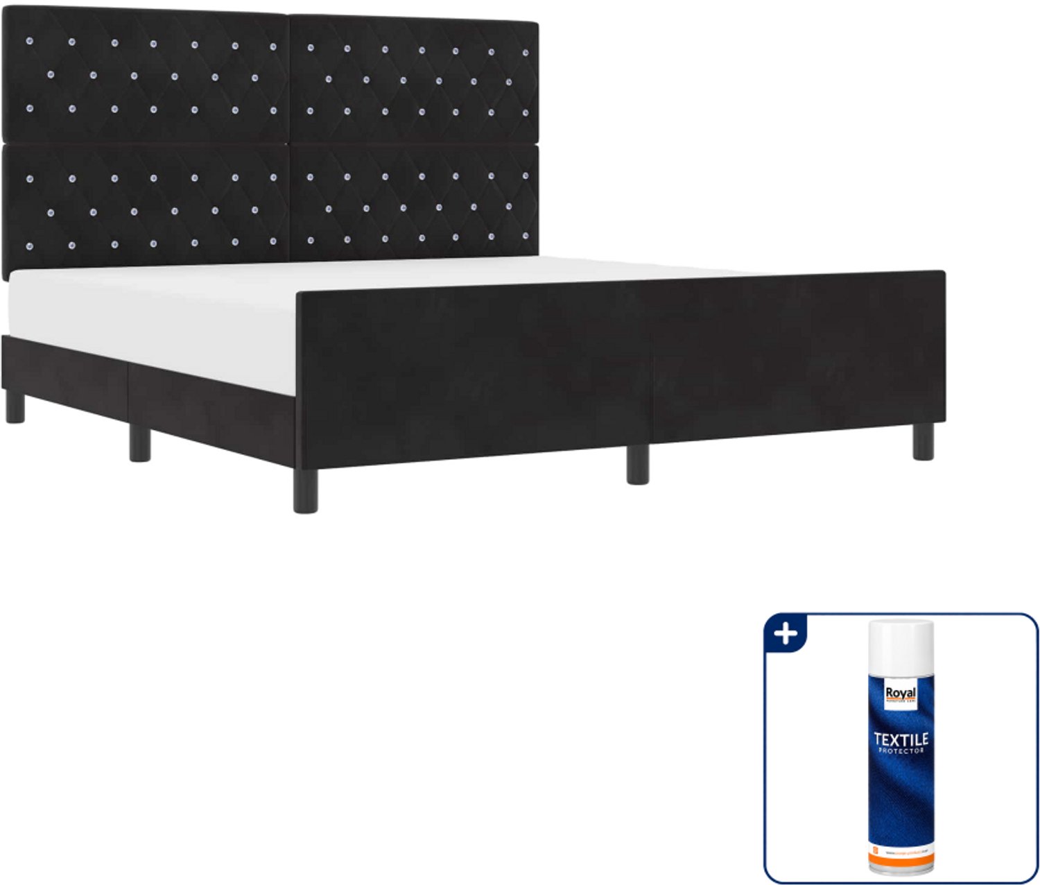 vidaXL boxspringbed - Super kingsize - 180 x 200 cm - fluweel - zwart - Inclusief textielbeschermer 500 ml Groen