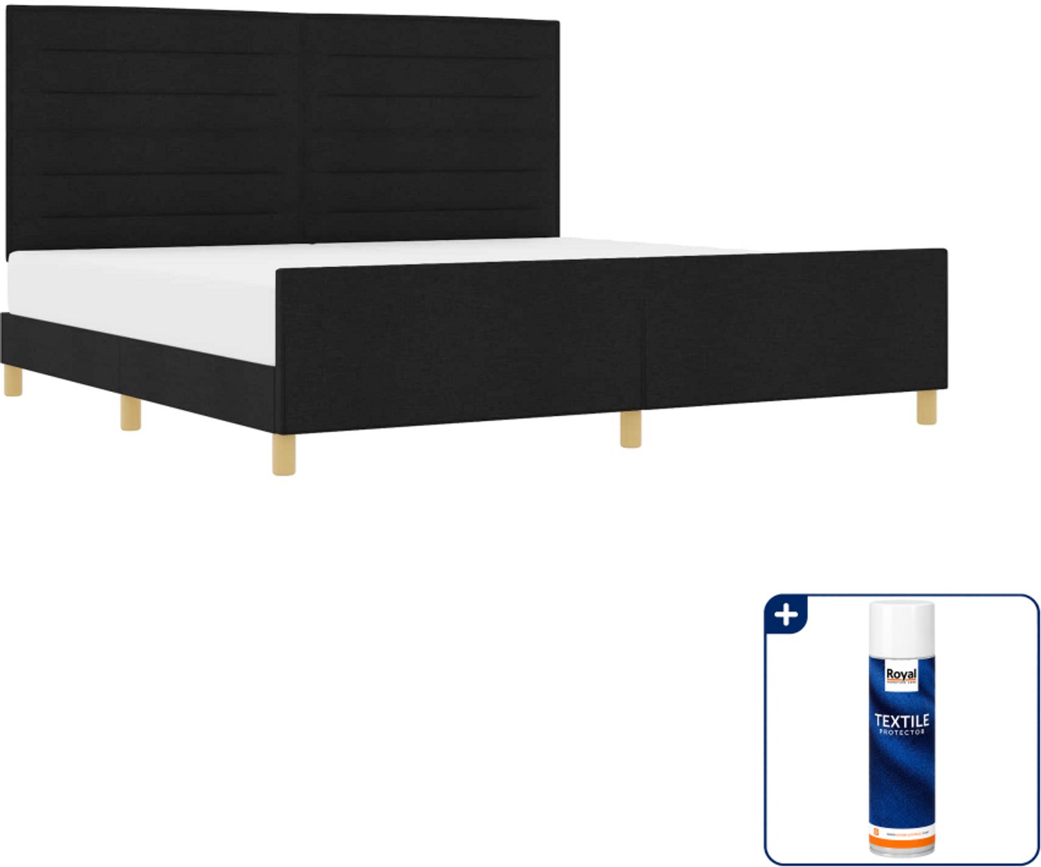 vidaXL bedframe - 200 x 200 cm - stof - zwart - Inclusief textielbeschermer 500 ml