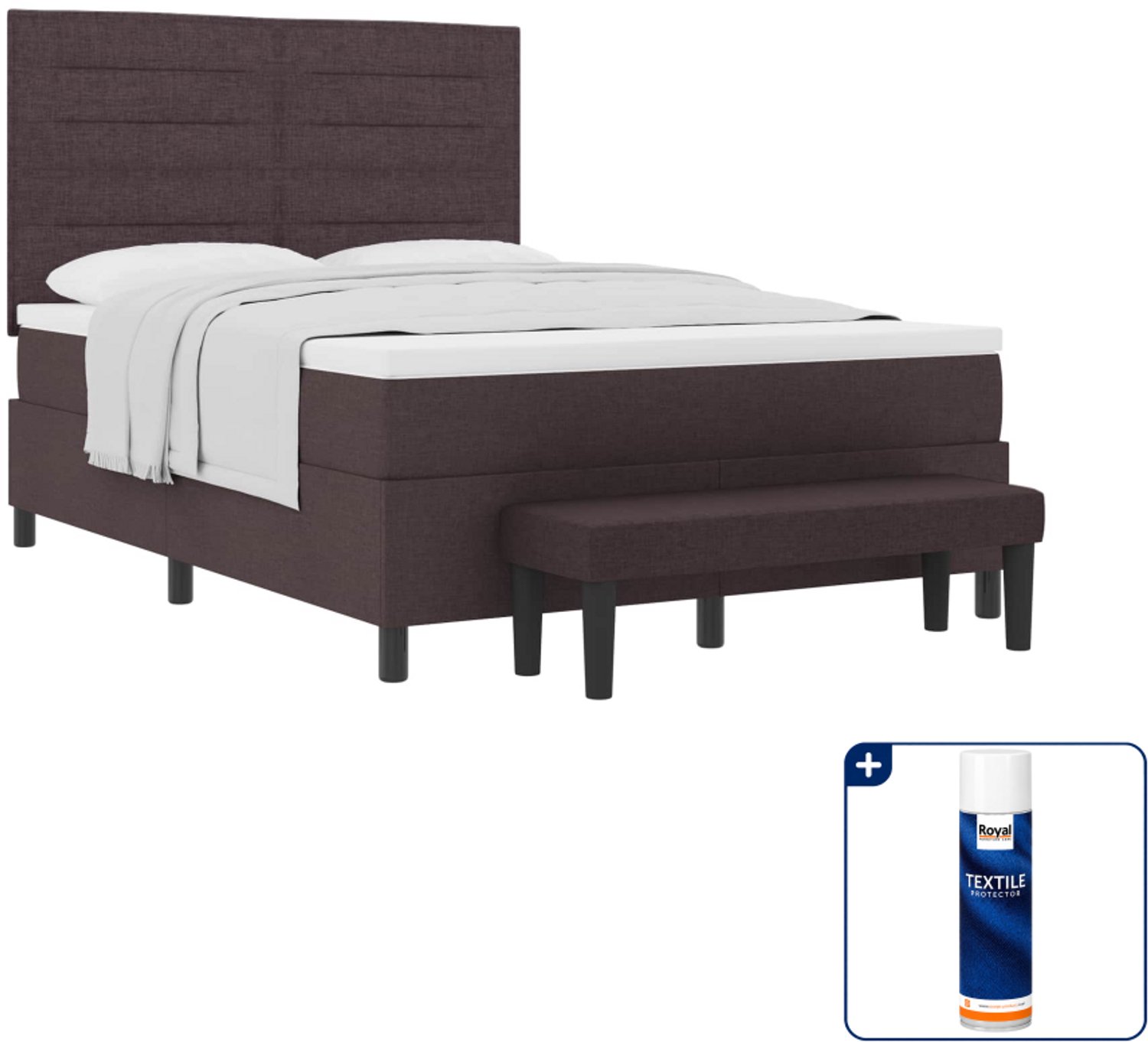 vidaXL Queensize boxspringbed - 160 x 200 cm - donkerbruin - Inclusief textielbeschermer 500 ml