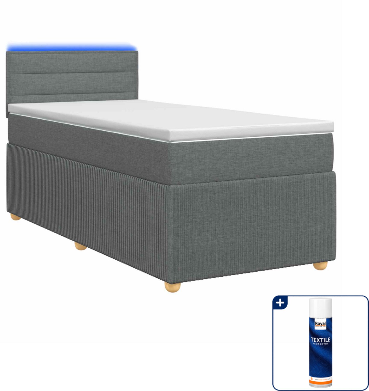 vidaXL Boxspringbed met matras - 100 x 200 cm - donkergrijs - Inclusief textielbeschermer 500 ml Donker Grijn
