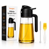 BooGoo® 2-in-1 Olijfolie Sprayer 470 ml – Spray & Schenk – Oliefles – Olie Spray – Olieverstuiver – Airfryer – BBQ – Inclusief Trechter, Bakkwast & E-book