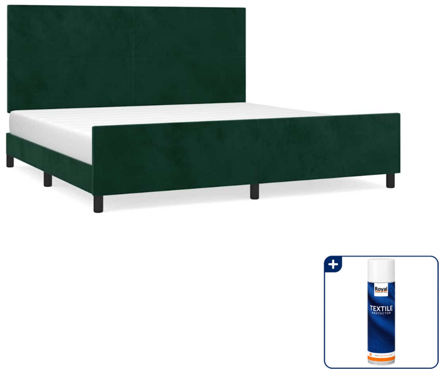 vidaXL bedframe - 200 x 200 cm - fluweel - donkergroen - Inclusief textielbeschermer 500 ml