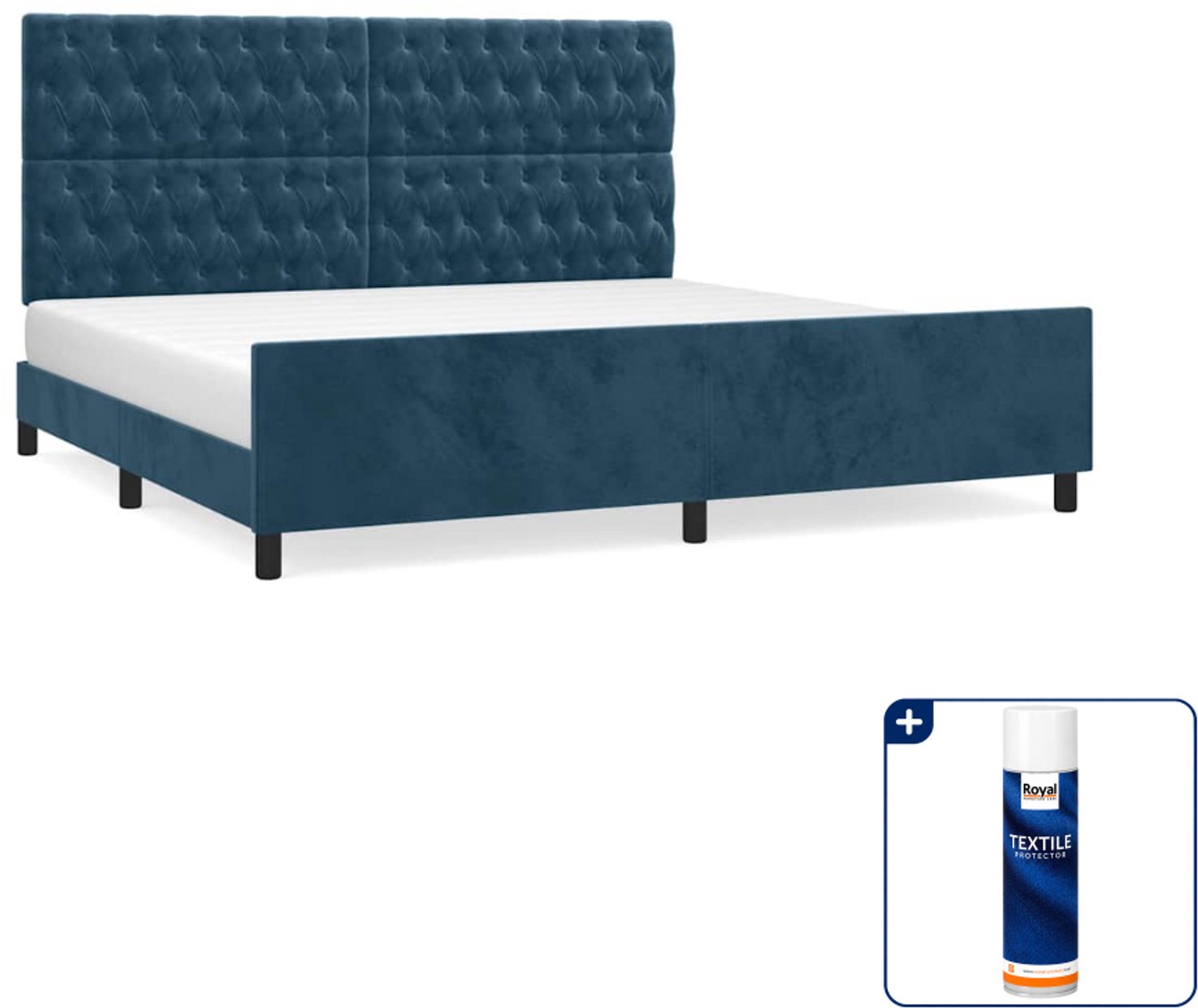vidaXL Bedframe - 200 x 200 cm - fluweel - donkerblauw - Inclusief textielbeschermer 500 ml