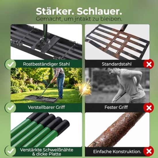 Gazonrakel met Verstelbare Steel 75 x 25 cm — afbeelding 3
