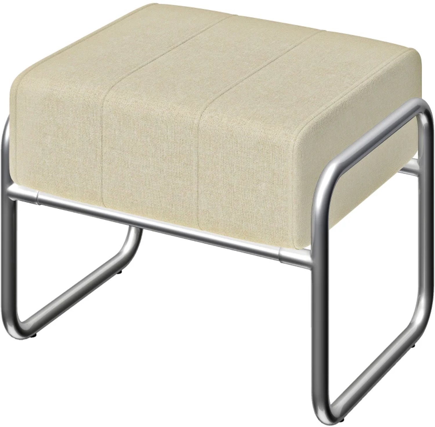 ZYLARO Voetenbank - Dik gewatteerd - Chenillestof - Stalen poten - Voor de slaapkamer - Beige Beige+Zilver