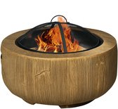 Vuurkorf in de vorm van een boomstronk, vonkenvanger, houtskoolrooster, pook, Ø61,5 x 39 cm