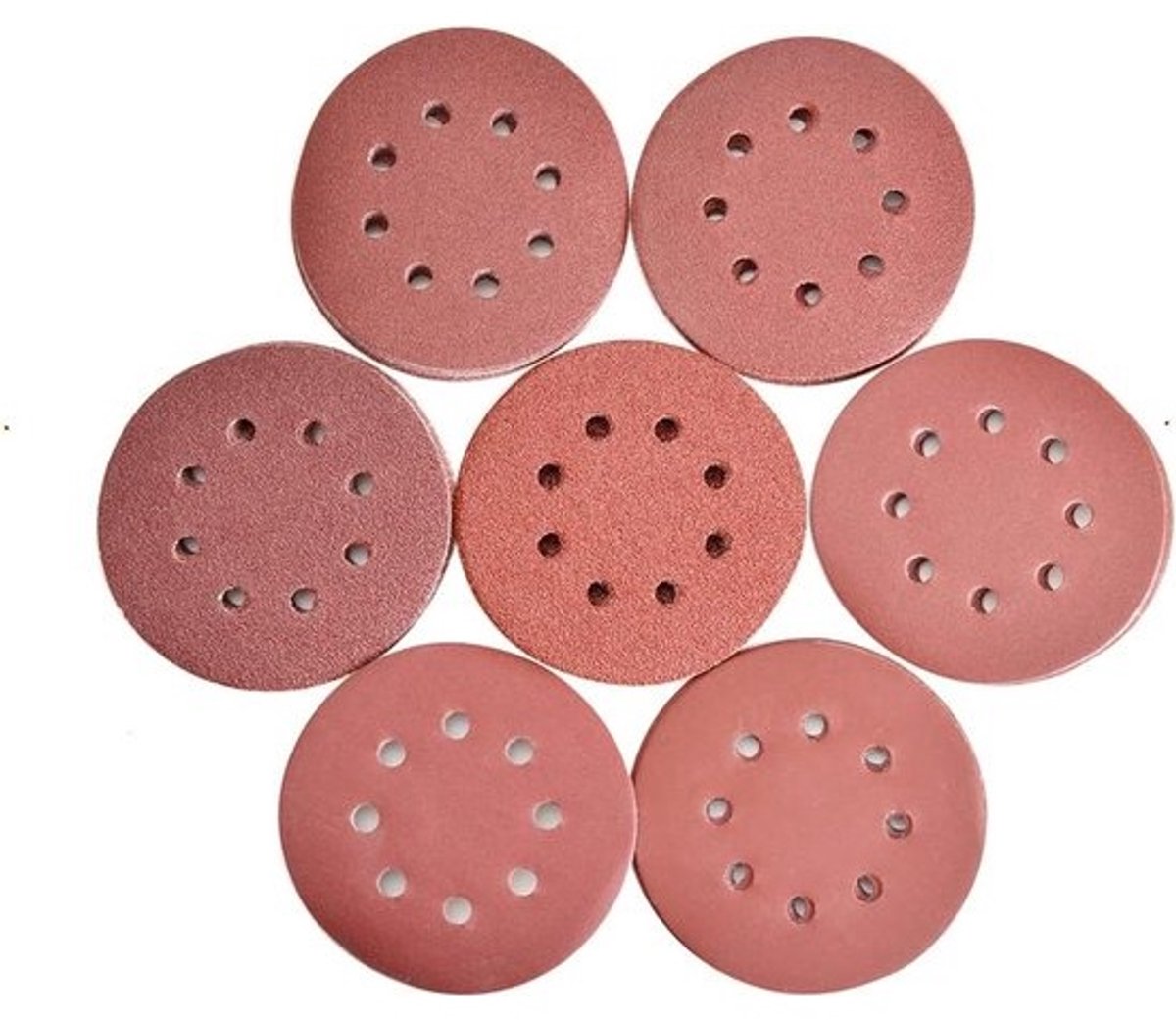 Schuurschijven Set - Schuurpapier Rond - Slijpen en Polijsten - Aluminiumoxide Korrel - 125mm 8 Gaten - Grijs