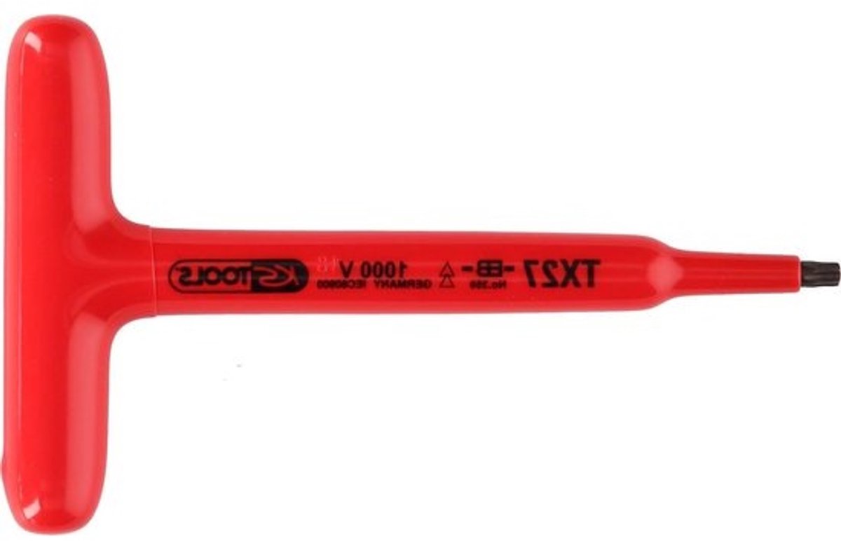 T-greep Torx sleutel - Veiligheidssleutel Inbussleutel - Vastzetten Schroeven - Veiligheidsisolatie IEC 60900 - 120 mm - Brüniert