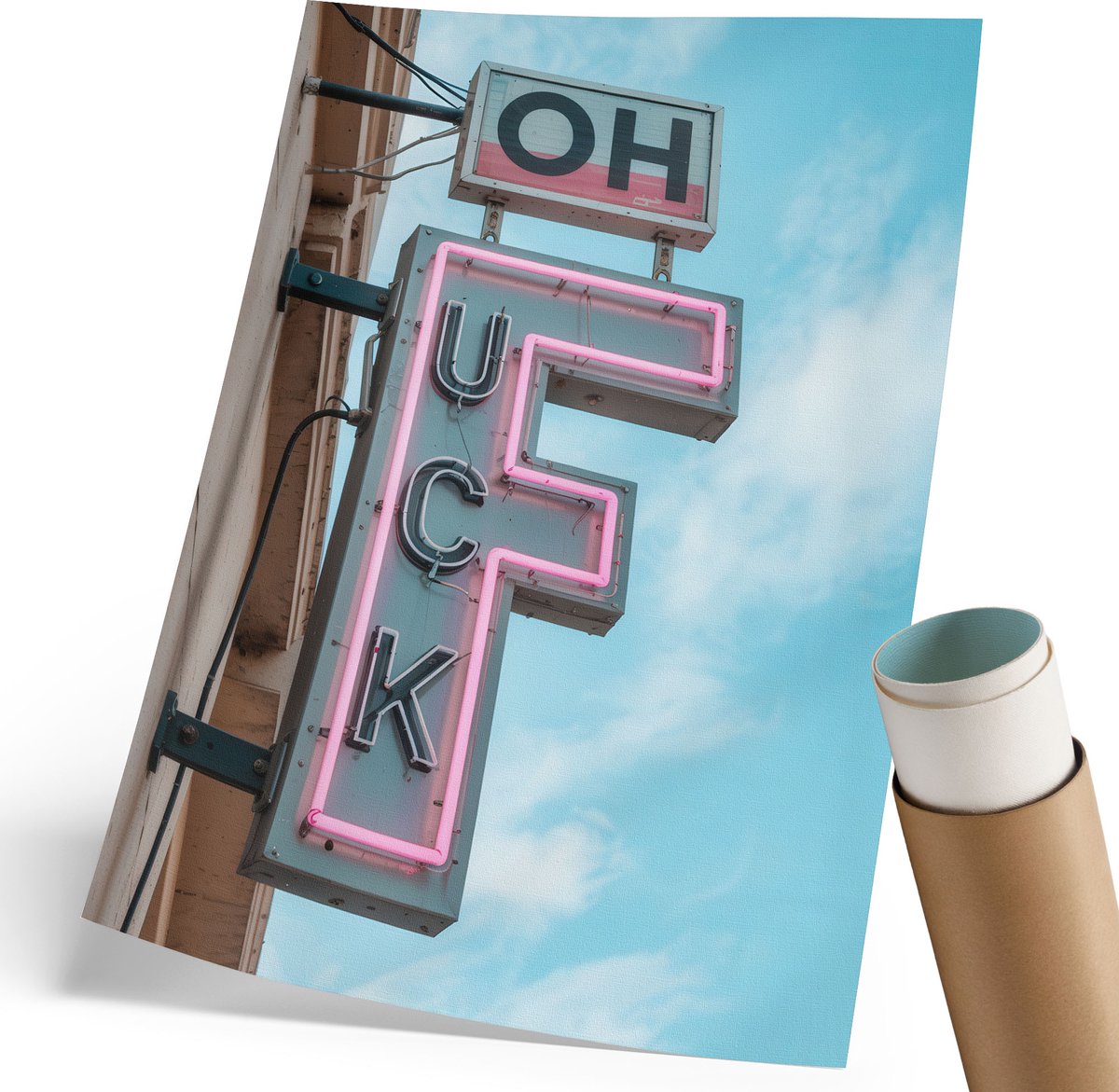 Coloray Canvas Poster Polycanvas - Neonreclame, Fotografie - 210 x 297 mm - Turkoois Poster - Rechthoek - Decoratieve poster - Woonkamer, Slaapkamer, Kantoor - Popcultuur