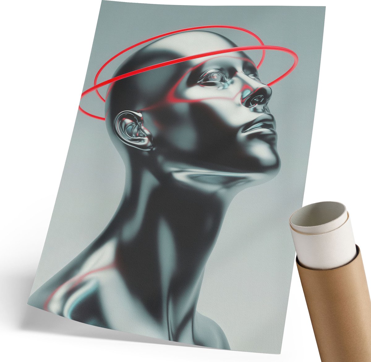 Coloray Polycanvas Wandposter - Moderne Sculptuur, Illustratie - 210 x 297 mm - Grijs Wanddecoratie - Rechthoek - Muurkunst - Woonkamer, Slaapkamer, Kantoor - Modern