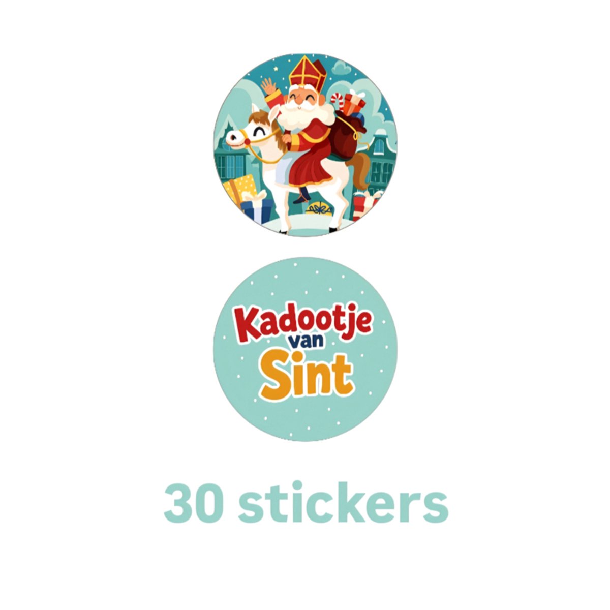 30 Sinterklaas Stickers - Kadootje van de Sint - leuk inpakken - sintsticker - schoencadeau - pakje van de sint