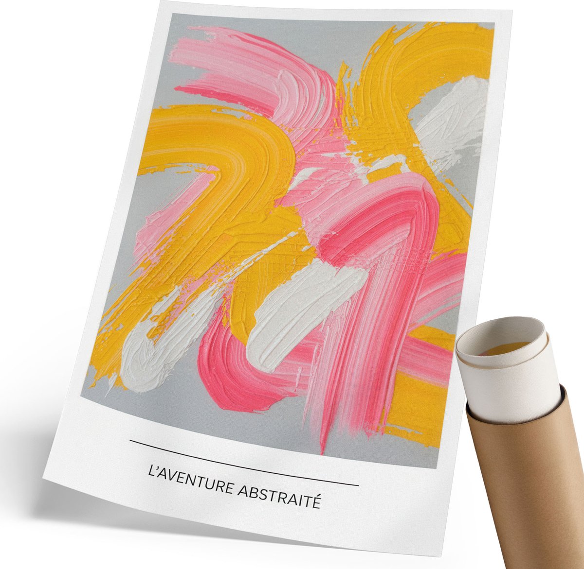 Coloray Polycanvas Wandposter - Creatieve Chaos, Schilderen - 210 x 297 mm - Geel Decoratie - Rechthoek - Muurkunst - Woonkamer, Slaapkamer, Kantoor - Expressief