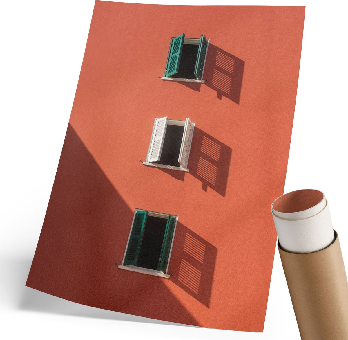 Coloray Polycanvas Wandposter - Oranje Gevel, Fotografie - 210 x 297 mm - Oranje Decoratie - Rechthoek - Wandkunstwerk - Woonkamer, Slaapkamer, Kantoor - Modern