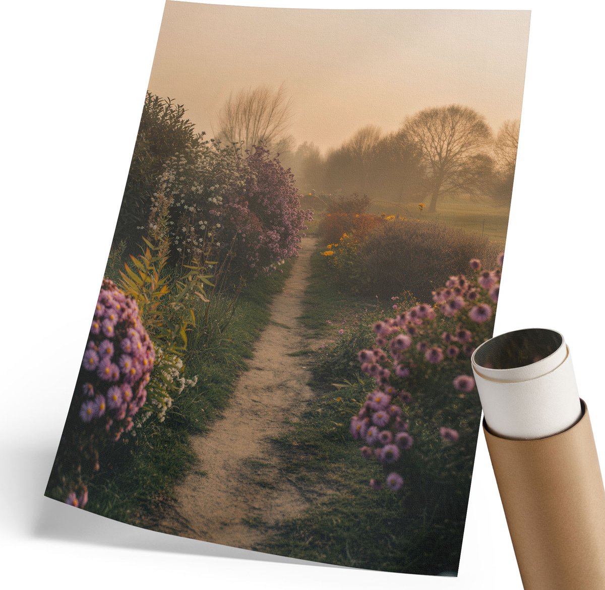Coloray Polycanvas Poster - Bloeiende Tuin, Fotografie - 210 x 297 mm - Groen Motief - Rechthoek - Wandkunst - Woonkamer, Slaapkamer, Kantoor - Klassiek