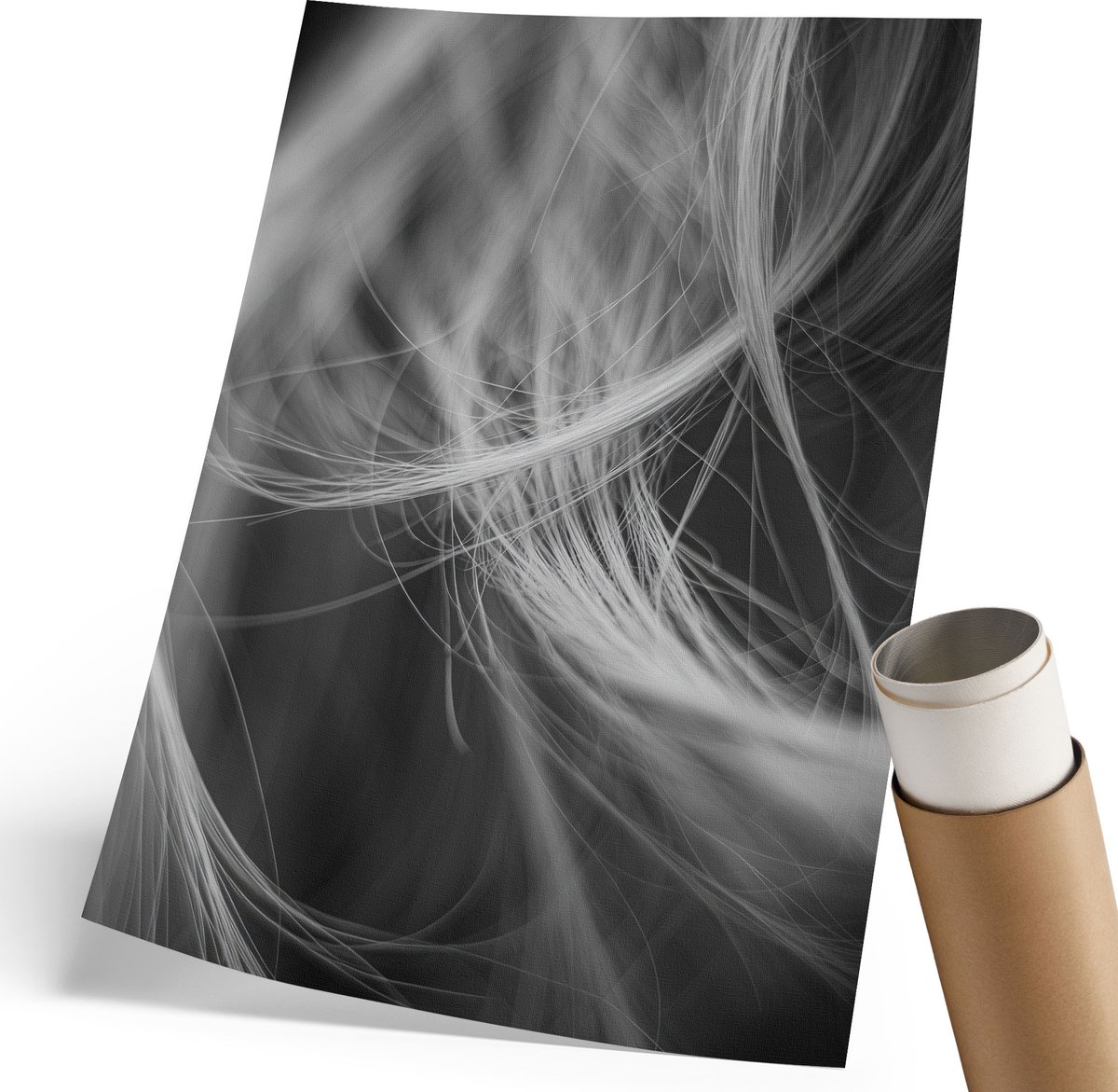 Coloray Canvas Poster Polycanvas - Verward Haar, Fotografie - 210 x 297 mm - Wit Poster - Rechthoek - Decoratieve poster - Woonkamer, Slaapkamer, Kantoor - Romantisch