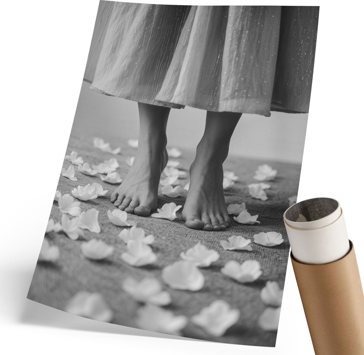 Coloray Canvas Poster Polycanvas - Vrouwenvoeten, Fotografie - 210 x 297 mm - Zwart-wit Decoratie - Rechthoek - Muurdecoratie - Woonkamer, Slaapkamer, Kantoor - Klassiek