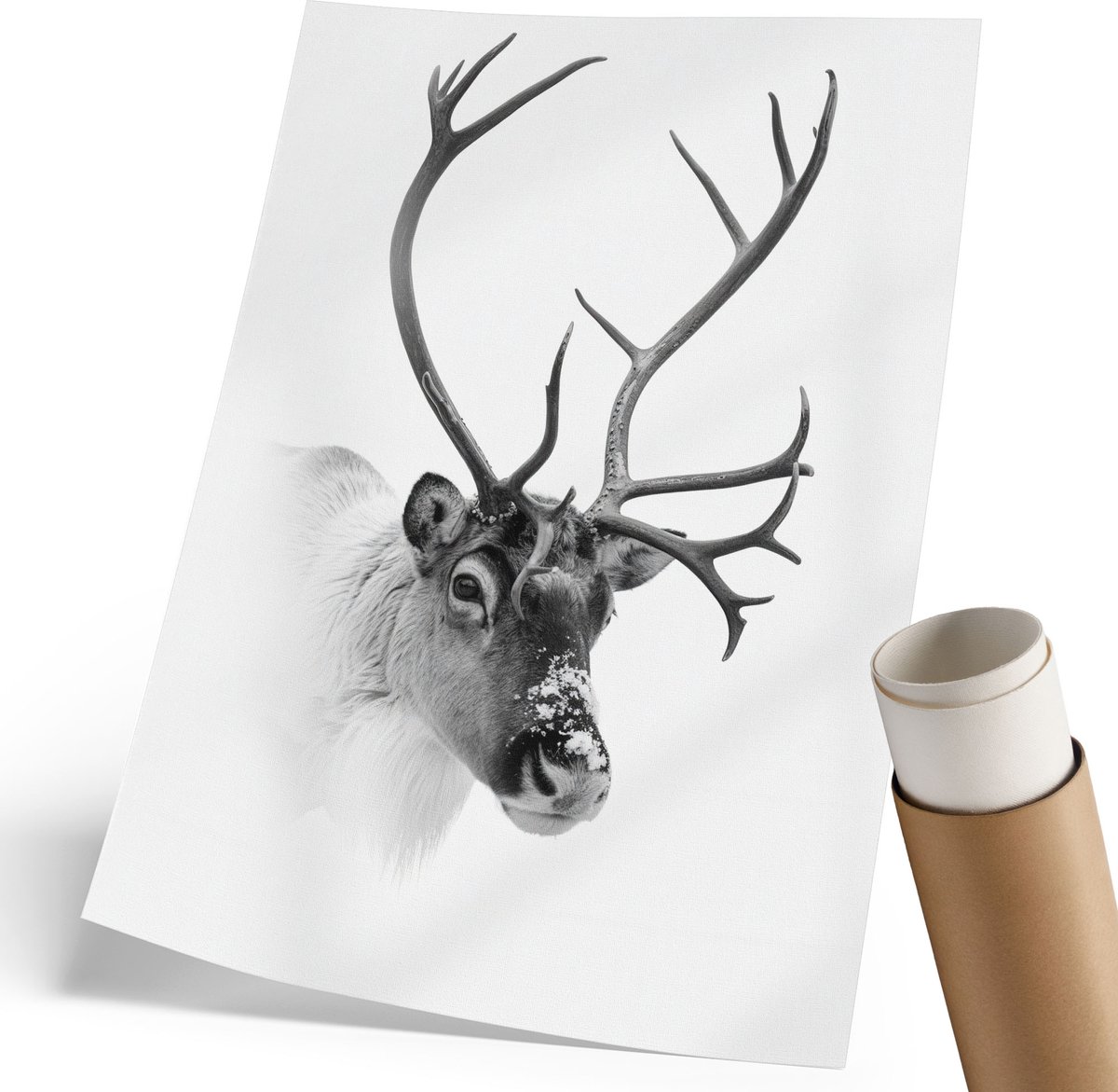 Wallfluent Polycanvas Wandposter - Winterkapel, Wit - 297 x 420 mm - Oranje Design - Rechthoek - Canvasposter - Woonkamer - Klassiek