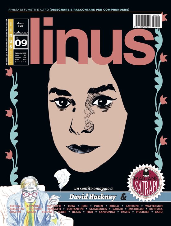 Linus nummer 9, september 2026. Twee illustraties: een portret van een vrouw en een man met bril.